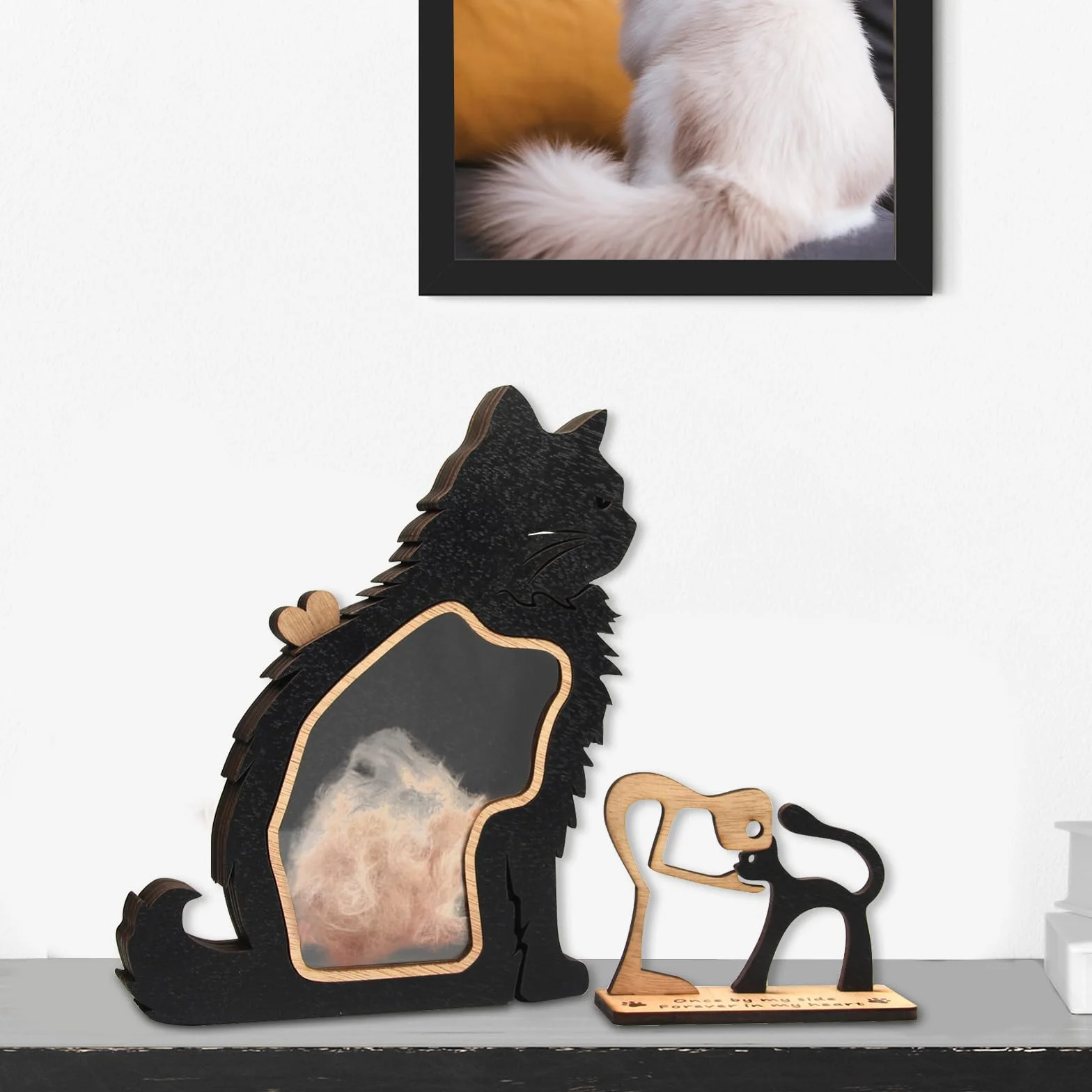 Collecteur de poils de chat en bois - Boîte de rangement - Cadeau pour amoureux des animaux