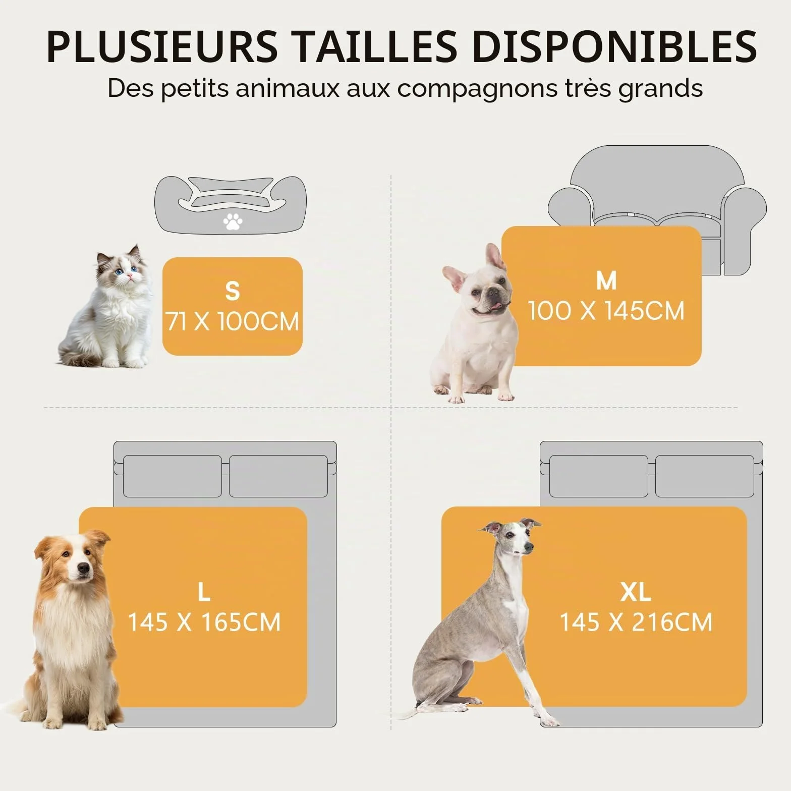 Luciphia Couverture Imperméable pour Chien Lavable en Machine Polaire Sherpa 71x102cm Beige