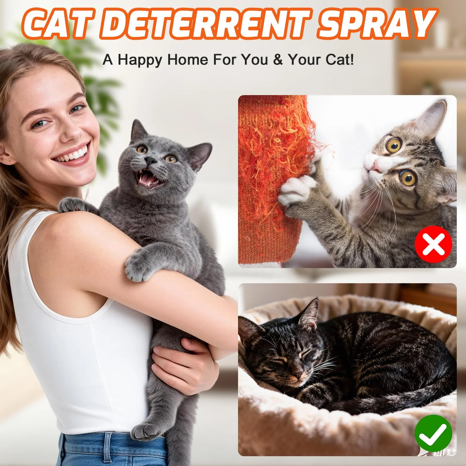 Naturel Répulsif Chat Extérieur Intérieur Spray Anti Griffe Rayure Stop Pipi Non Tachant Protection Meubles Canapé