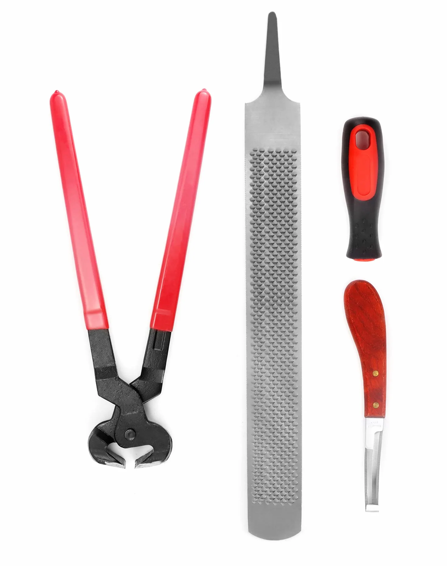 QWORK 3 Pièces Outils de Maréchalerie Pince à Sabot Outil de Parage Râpe Poignée Chevaux