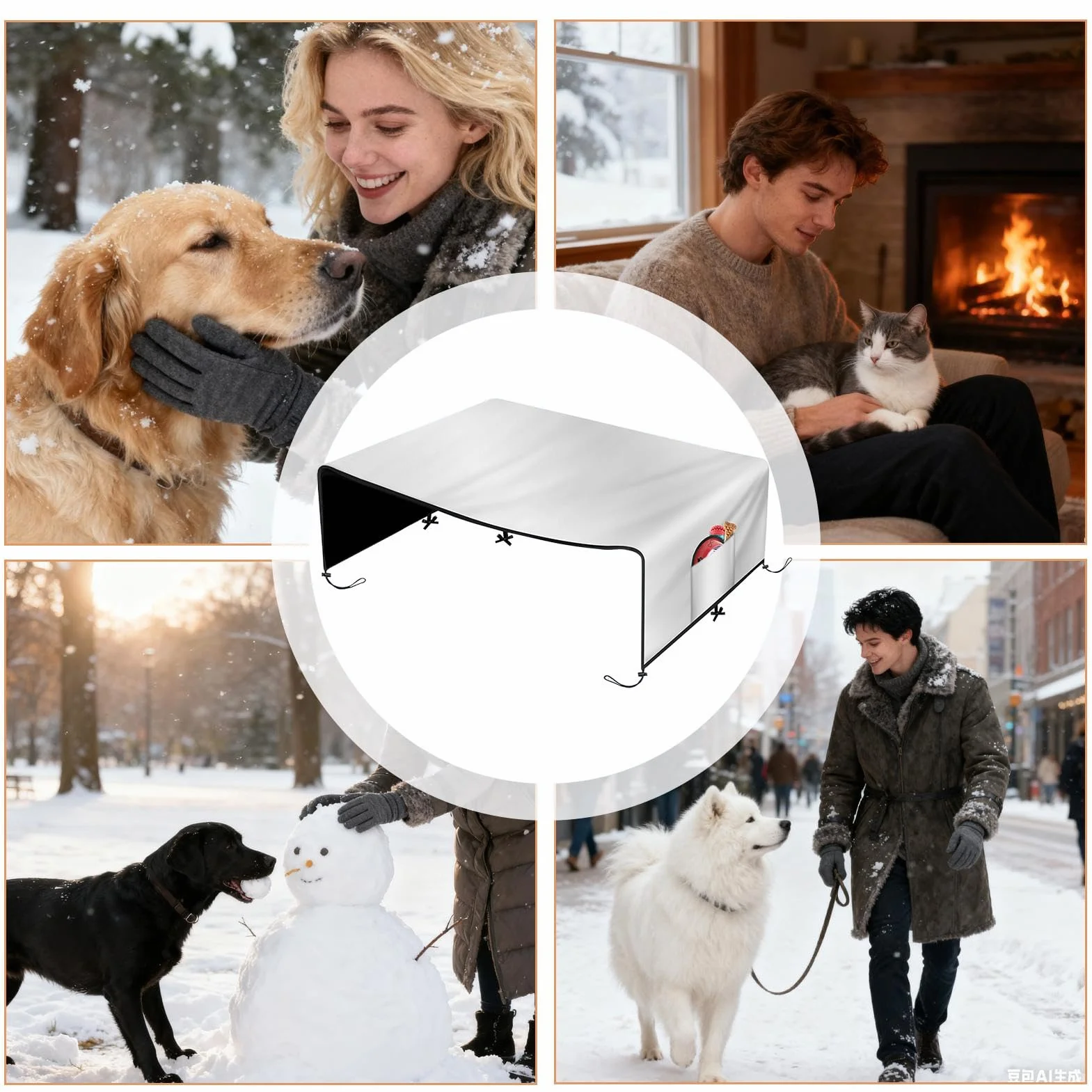 Bâche imperméable Oxford 210D pour cage chien extérieur, auvent protection terrasse pique-nique