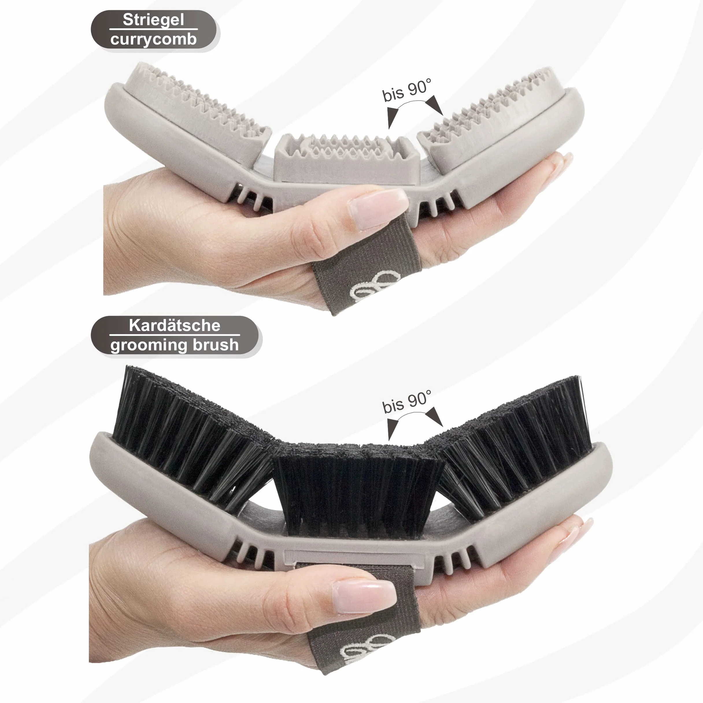 Chevalon Kit de nettoyage pour chevaux Brosse flexible Étrille Brosse de massage 2in1 cure pied V2A Brosse à crinière