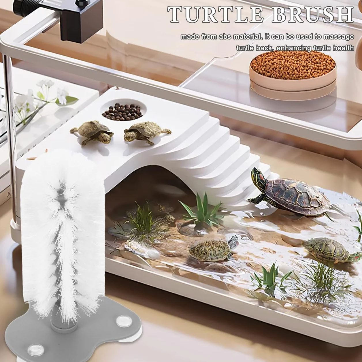 TOYANDONA Brosse de nettoyage pour tortue avec ventouse puissante en ABS Anti-rayures Accessoire réservoir
