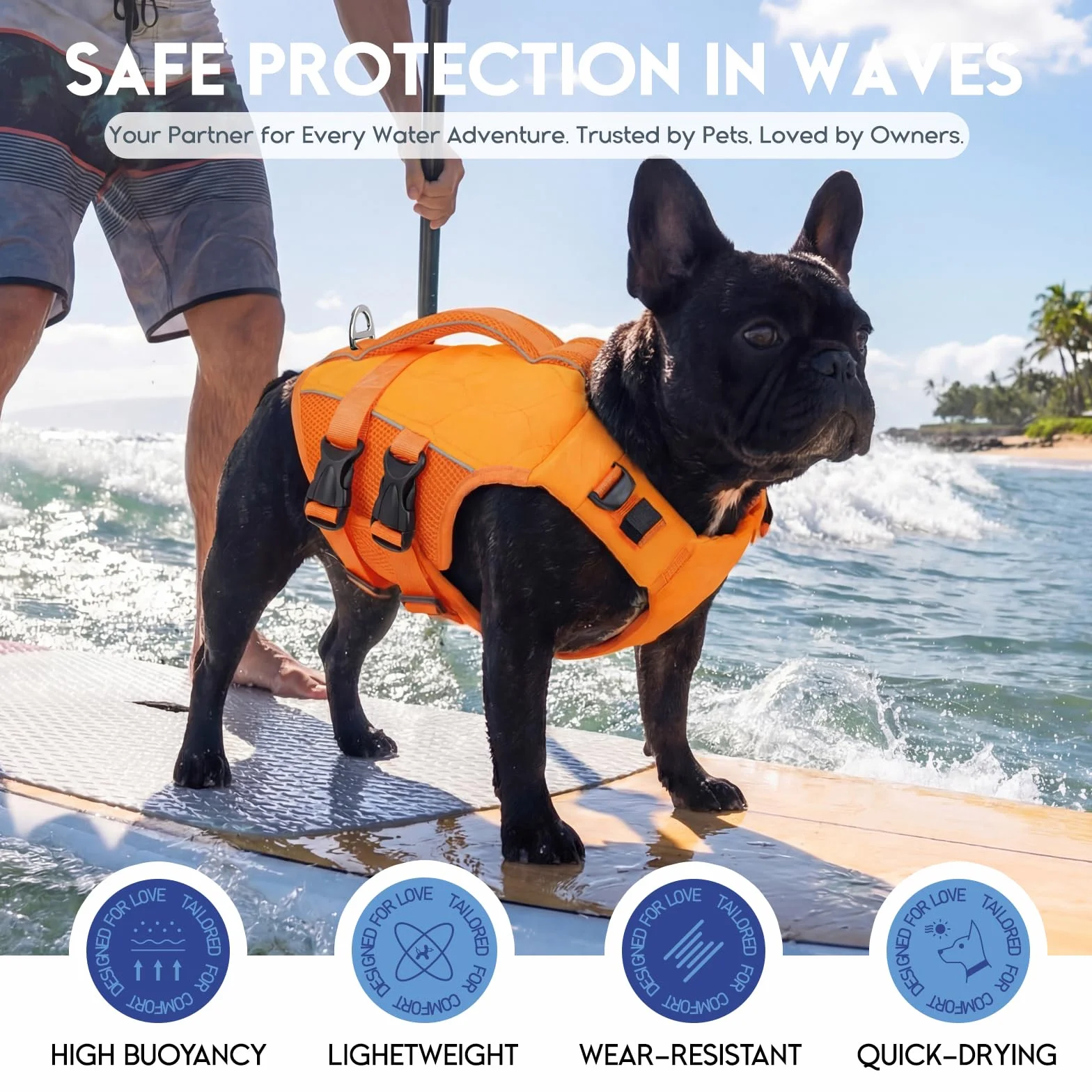 Gilet de Sauvetage pour Chien Taille L Grands Chiens Haute Flottabilité Réfléchissant Natation Plage Bateau