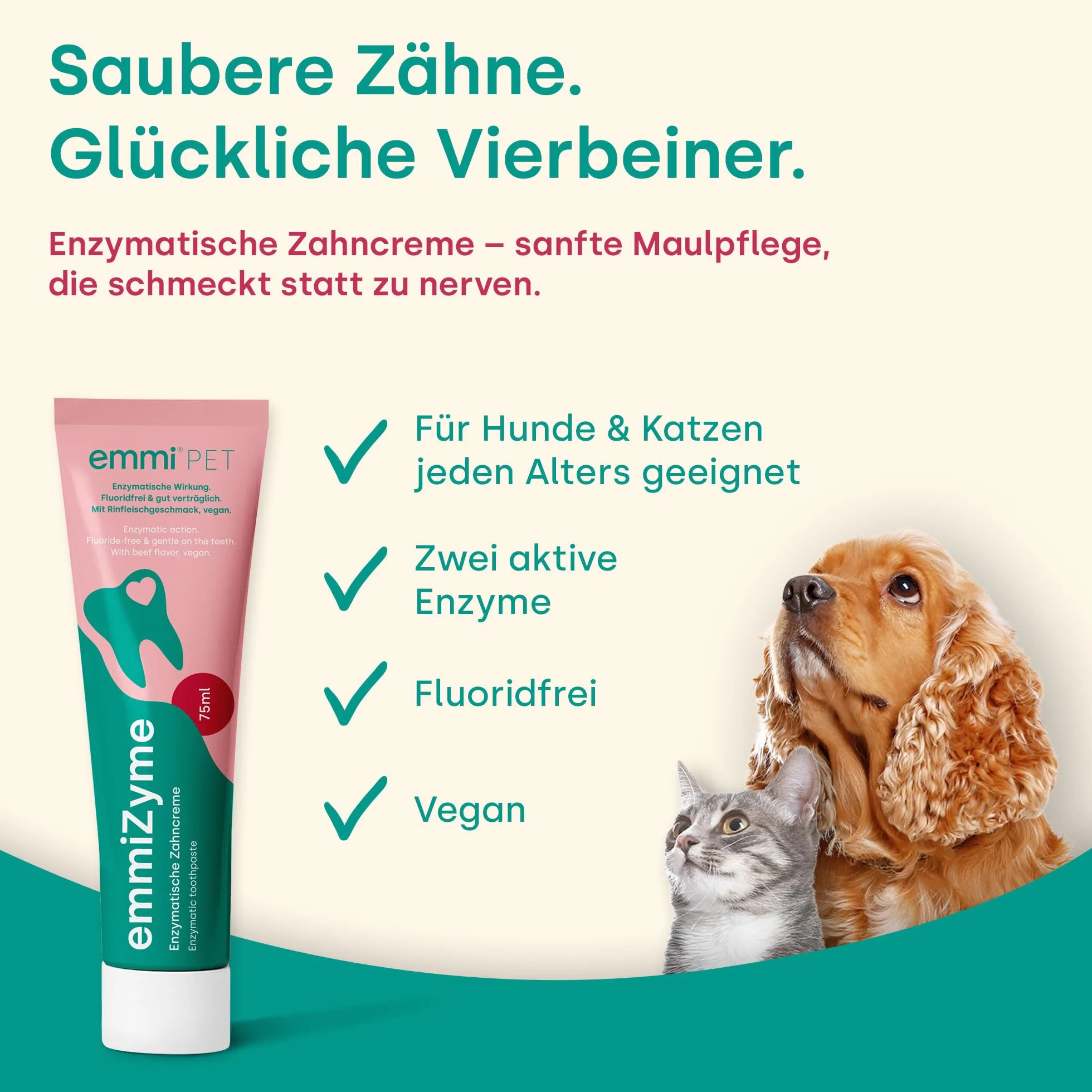emmi-pet 1x emmi Orozyme Gel de soins dentaires pour chiens et chats avec fonction autonettoyante