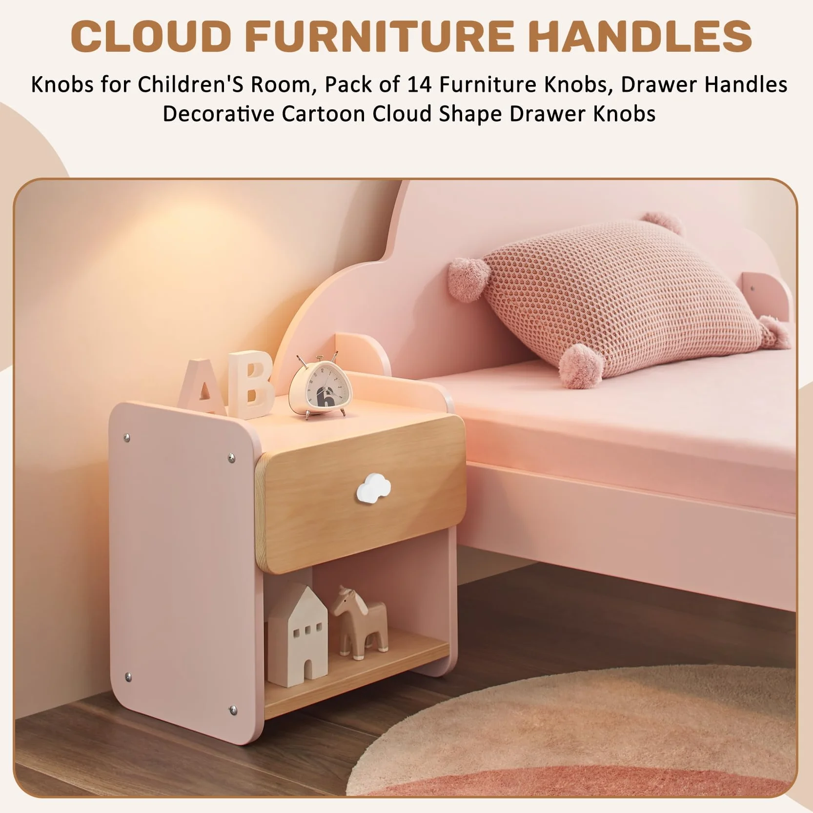 Boutons pour Chambre d'Enfant, Paquet de 14 Boutons de Meubles en Forme de Nuage