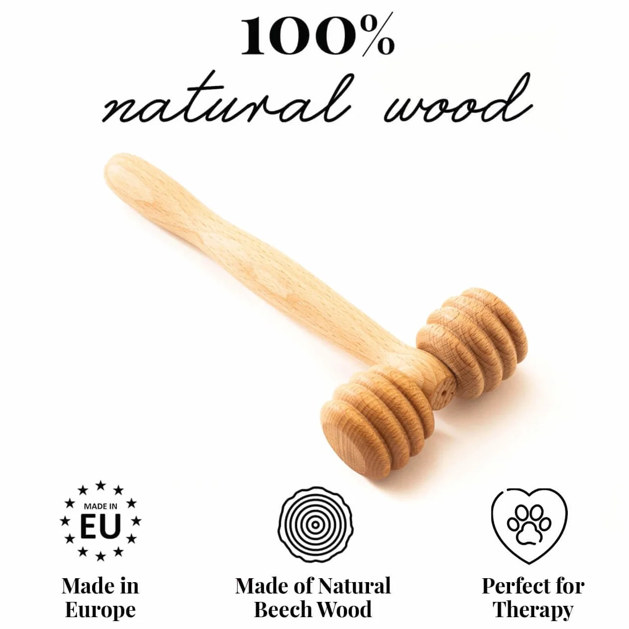 Masseur en Bois pour Animaux Rouleau de Massage Chien Chat Cheval Brosse Poils Courts Longs