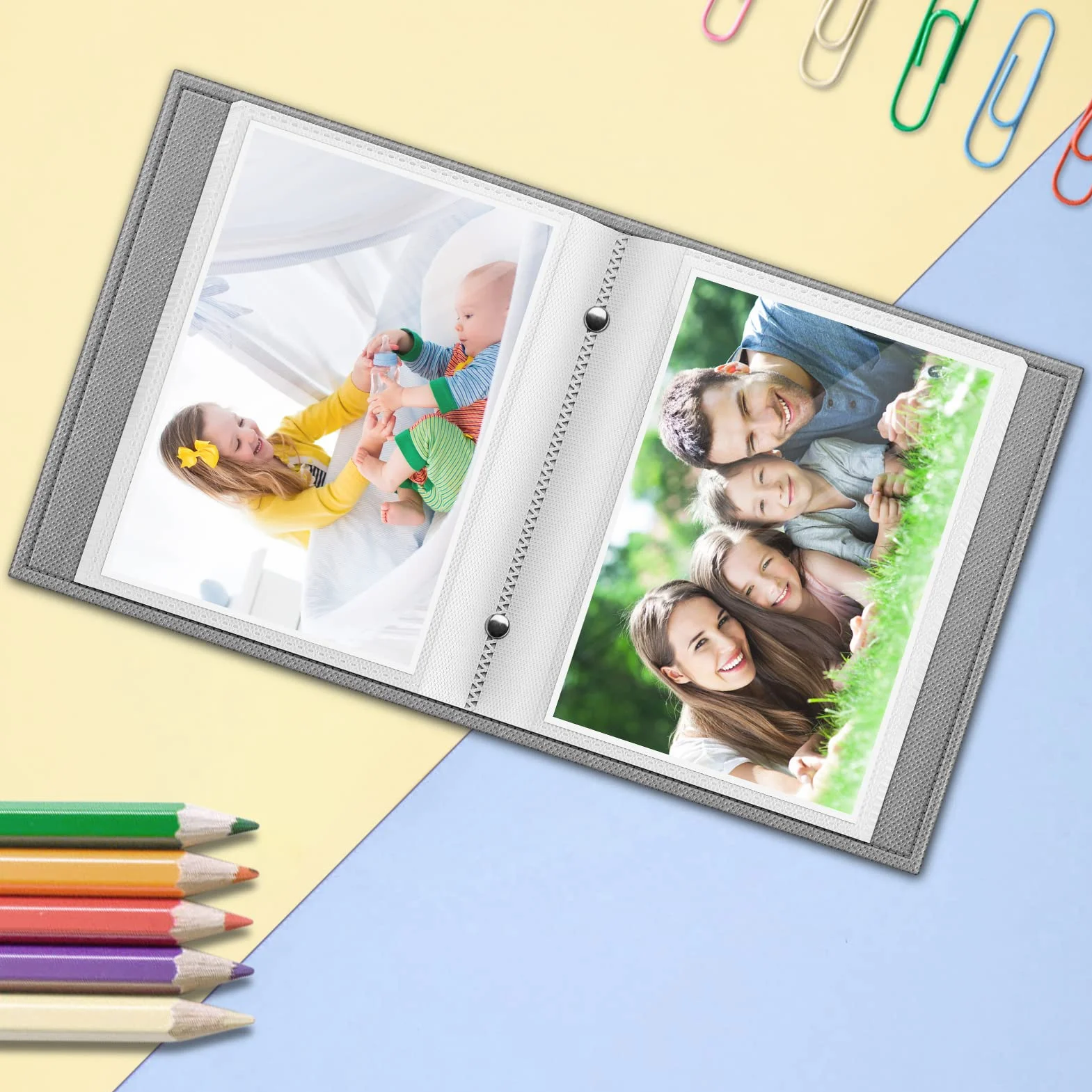 FINTIE Album Photo 10x15cm (4x6 Pouces) 52 Photos Mini Album Portefeuille Portable Coeurs Pluie
