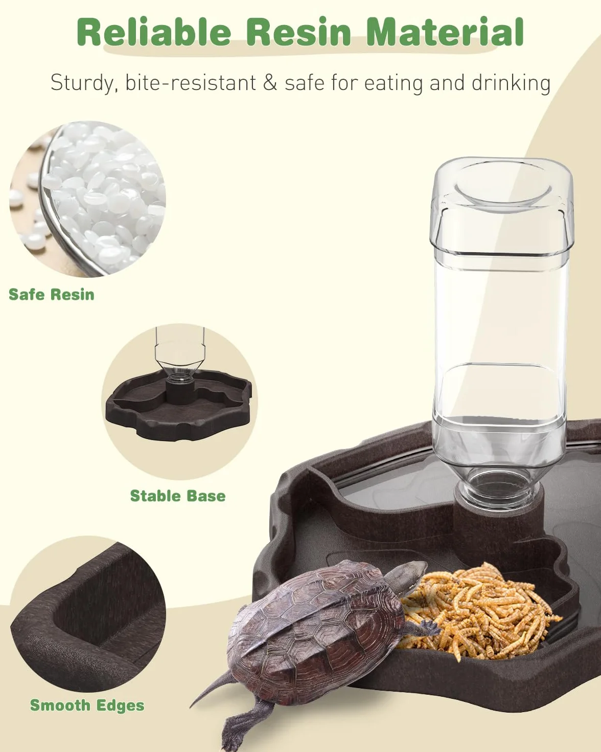 Pawfly Bol à Eau pour Tortues - Gamelle Automatique pour Reptiles avec Distributeur d'eau