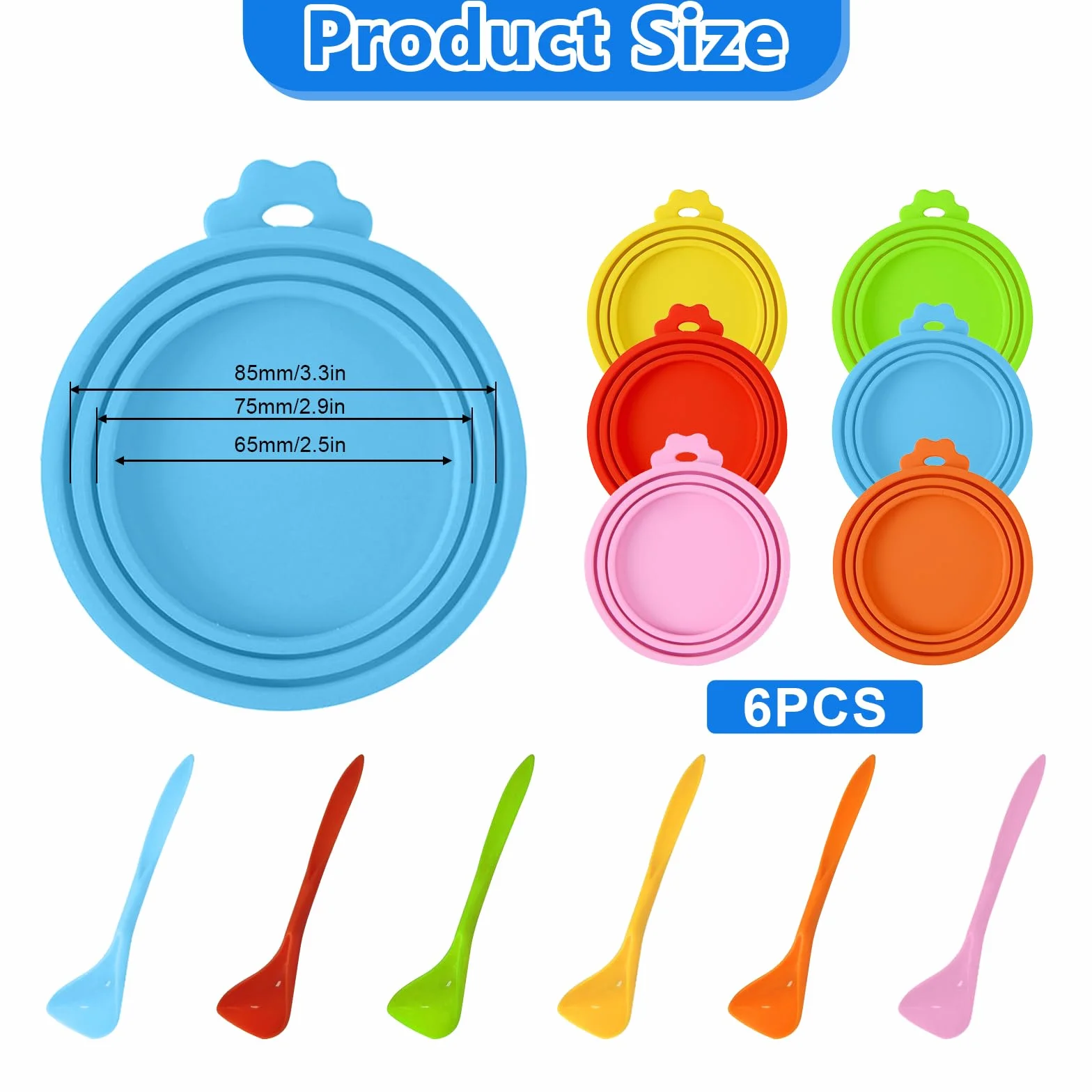 Couvercle Boite de Conserve, 6pcs Couvercle Silicone Alimentaire,Réutilisables Taille universelle en Silicone pour Nourriture pour Chien et Chat