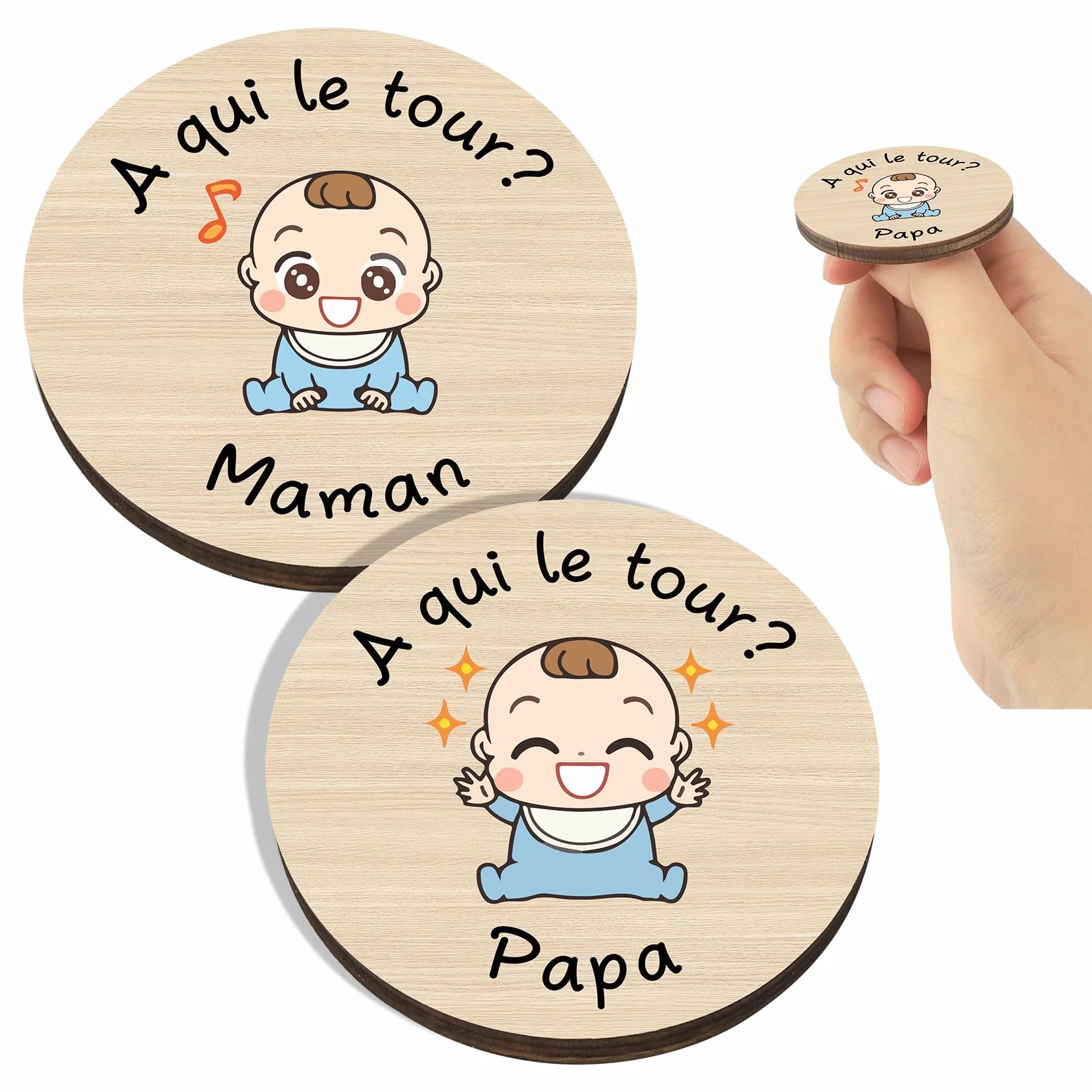 Cadeau Naissance en Bois pour Nouveaux Parents Fille Garcon