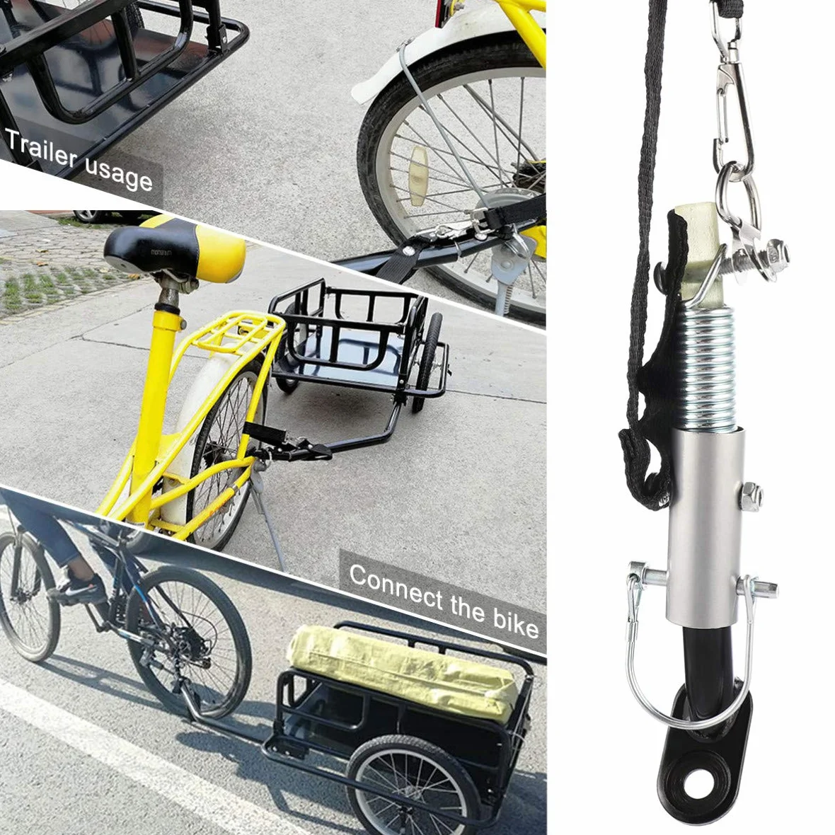 Vosarea Attelage de Remorque pour Vélo Universel Argent Noir