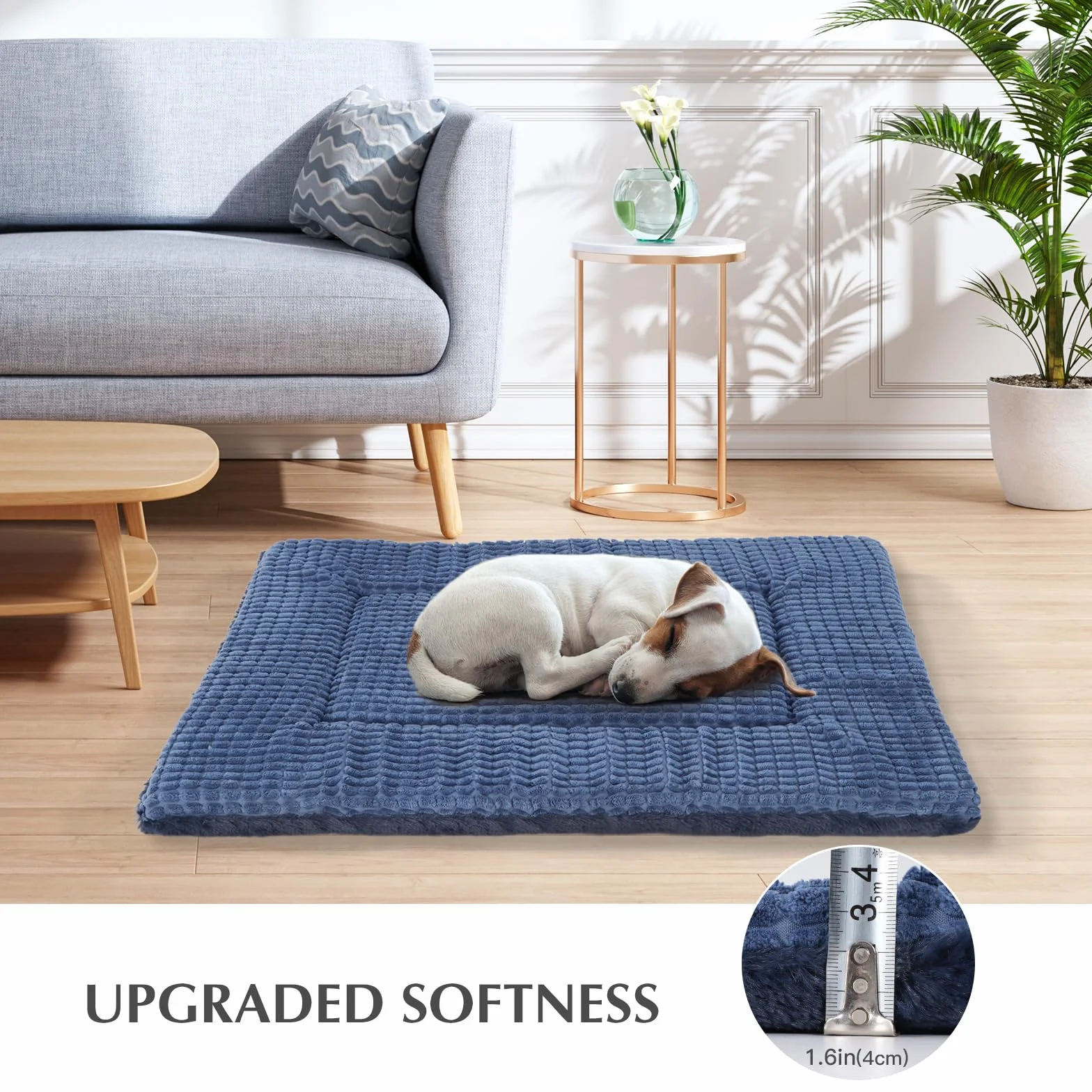 Tapis de Lit pour Chien BVAGSS, Coussin Lavable Mousse Haute Densité 106x71x4cm Navy