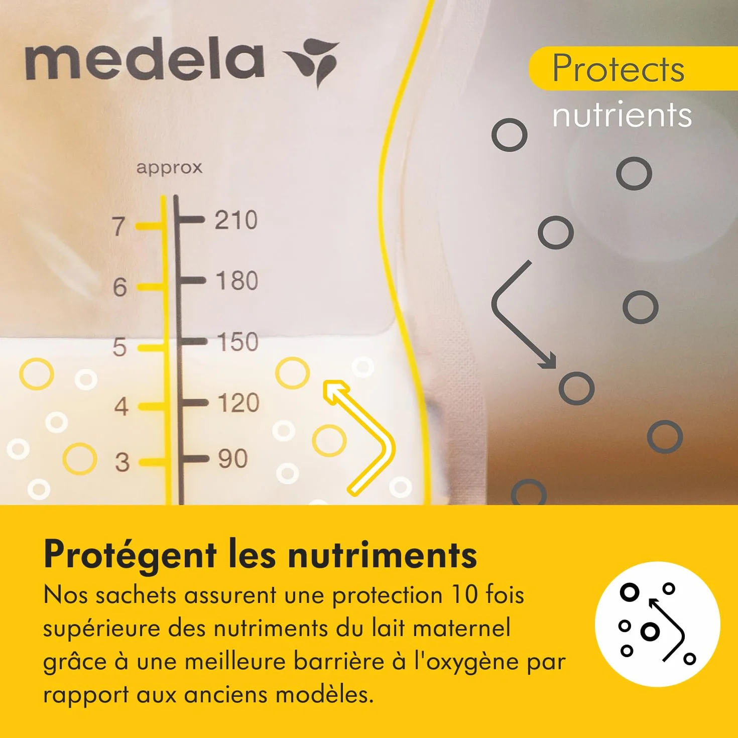 Medela sachets de conservation lait maternel Easy Pour 210 ml anti-fuite sans BPA jetables lot de 100