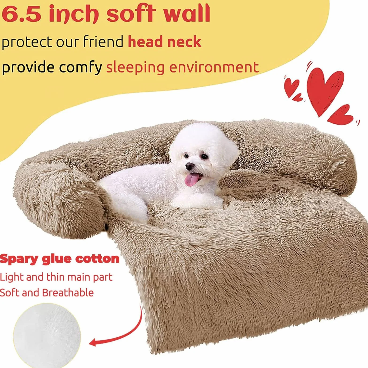 ANWA Housse de canapé pour chien en peluche douce lavable