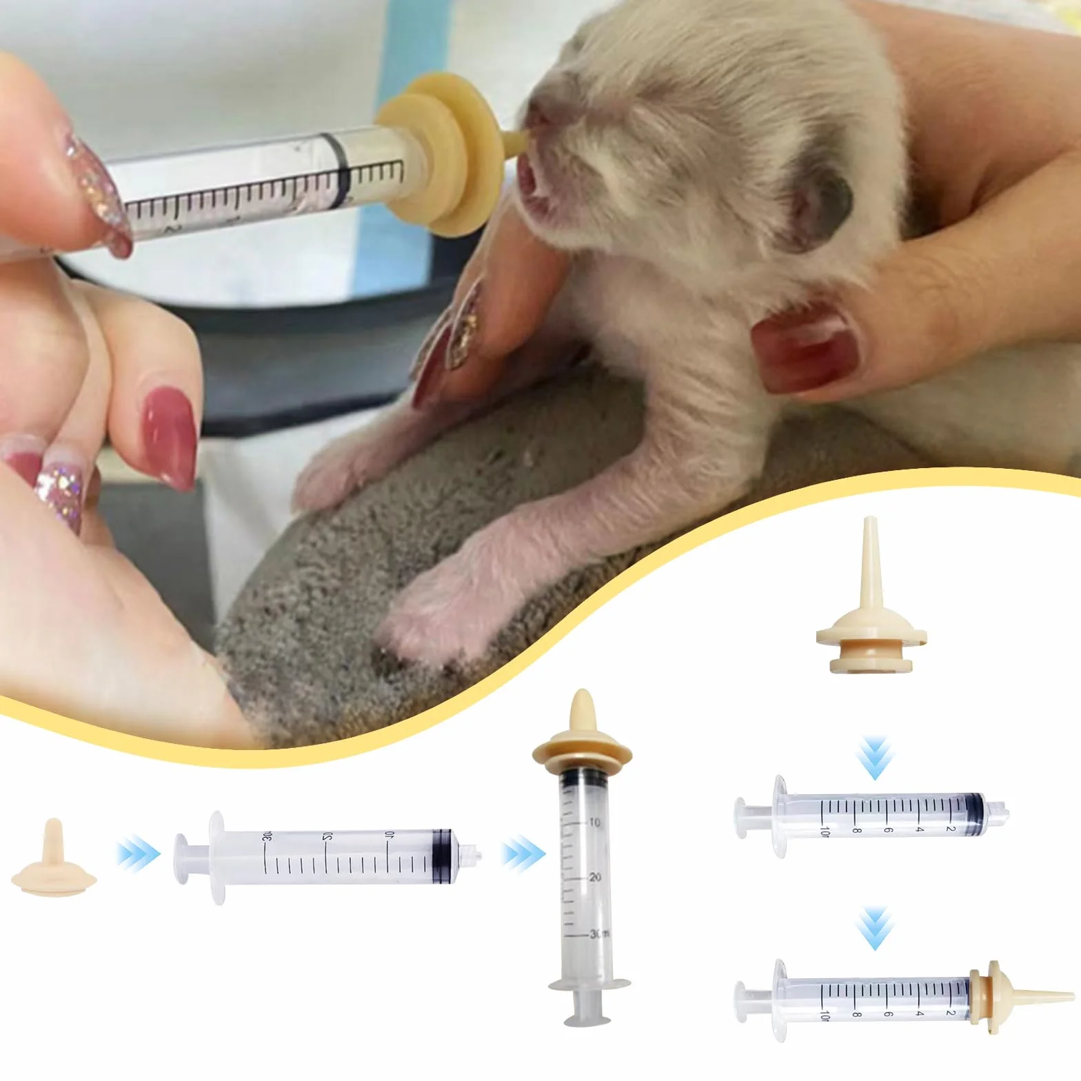 Miracle Nipple Syringe Kitten Feeder 50 ml 100 ml Silicone