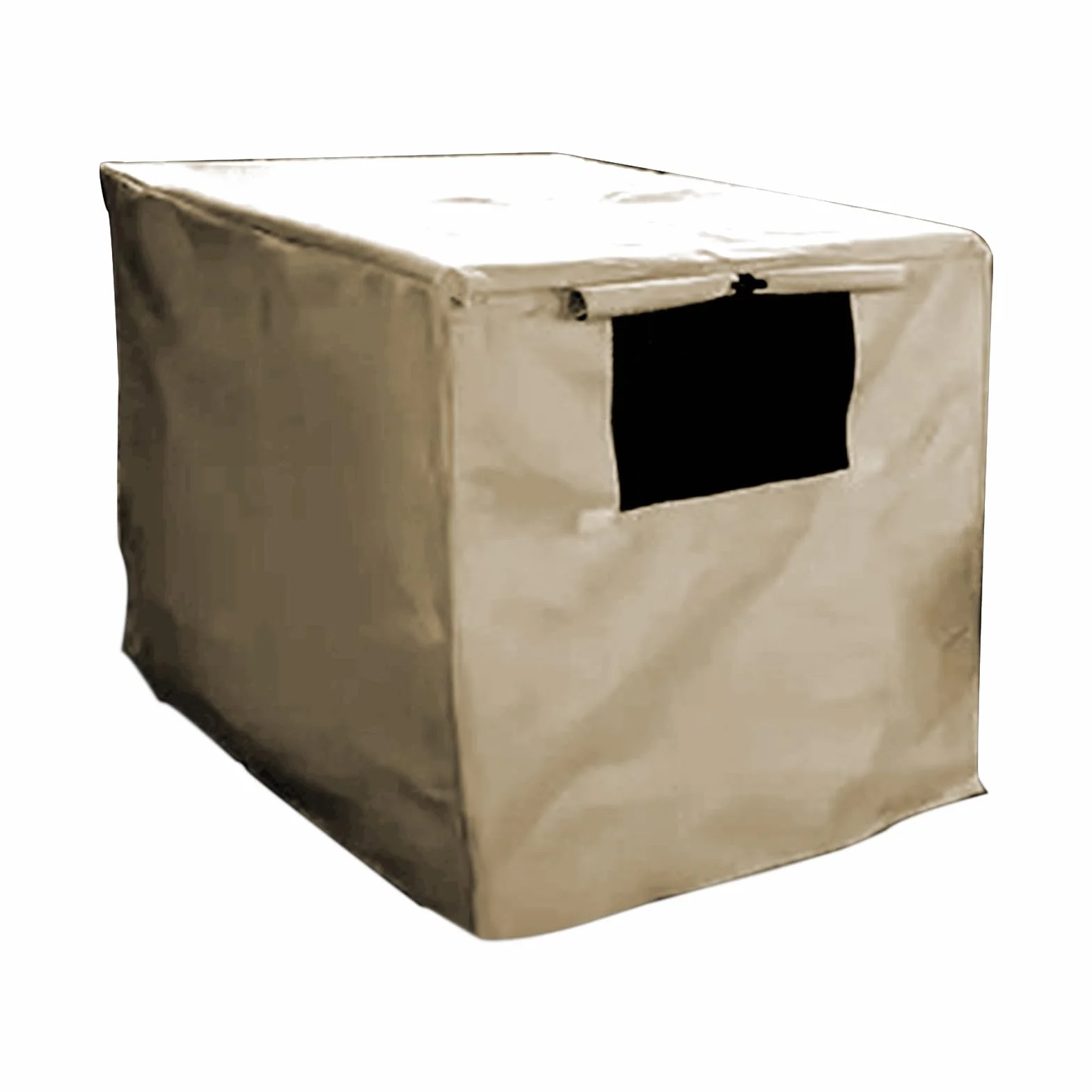 Housse Protection Cage Chien Imperméable Coupe-Vent Double Porte Noir Beige