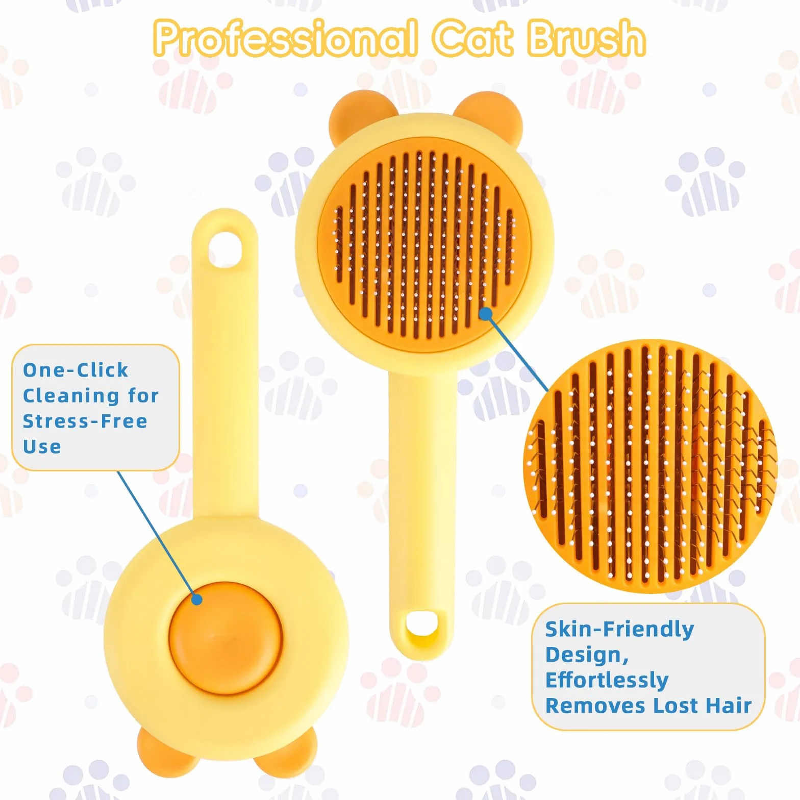 Brosses pour chat lot de 2, design doux, élimine poils morts