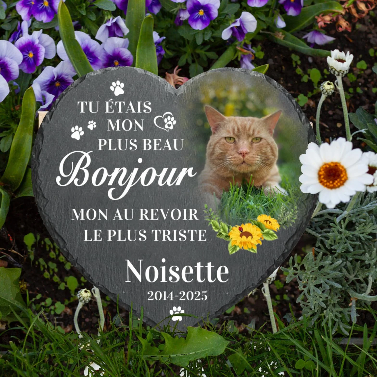 Plaque commémorative personnalisée chien chat – pierre tombale funéraire extérieur intérieur – souvenir hommage décès