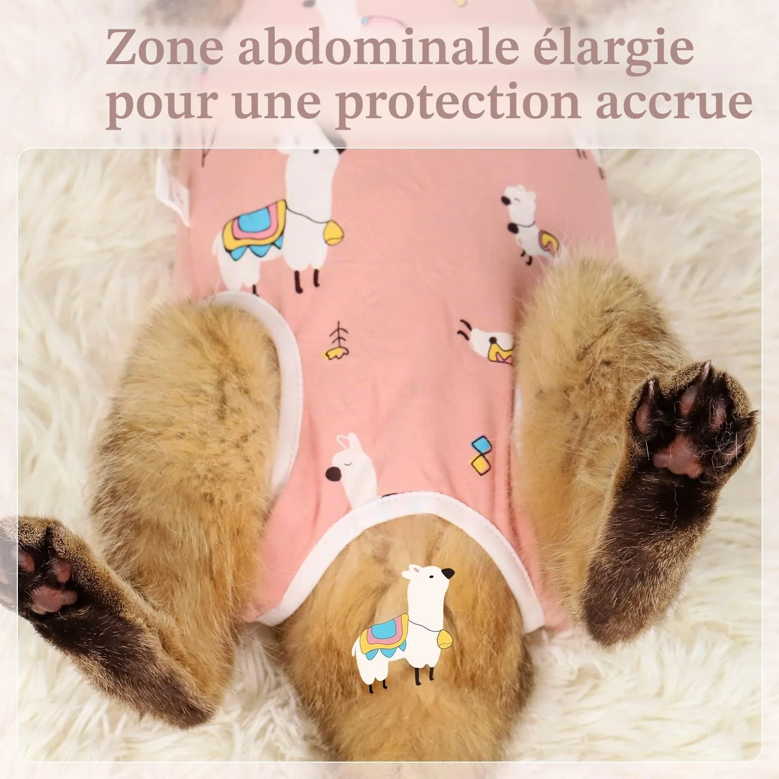 Lot de 2 Combinaison pour Chat Plaies Abdominales, Gilet de Récupération et de Protection Respirant, Idéal Après Chirurgies (Alpaga+Bonbons, M)