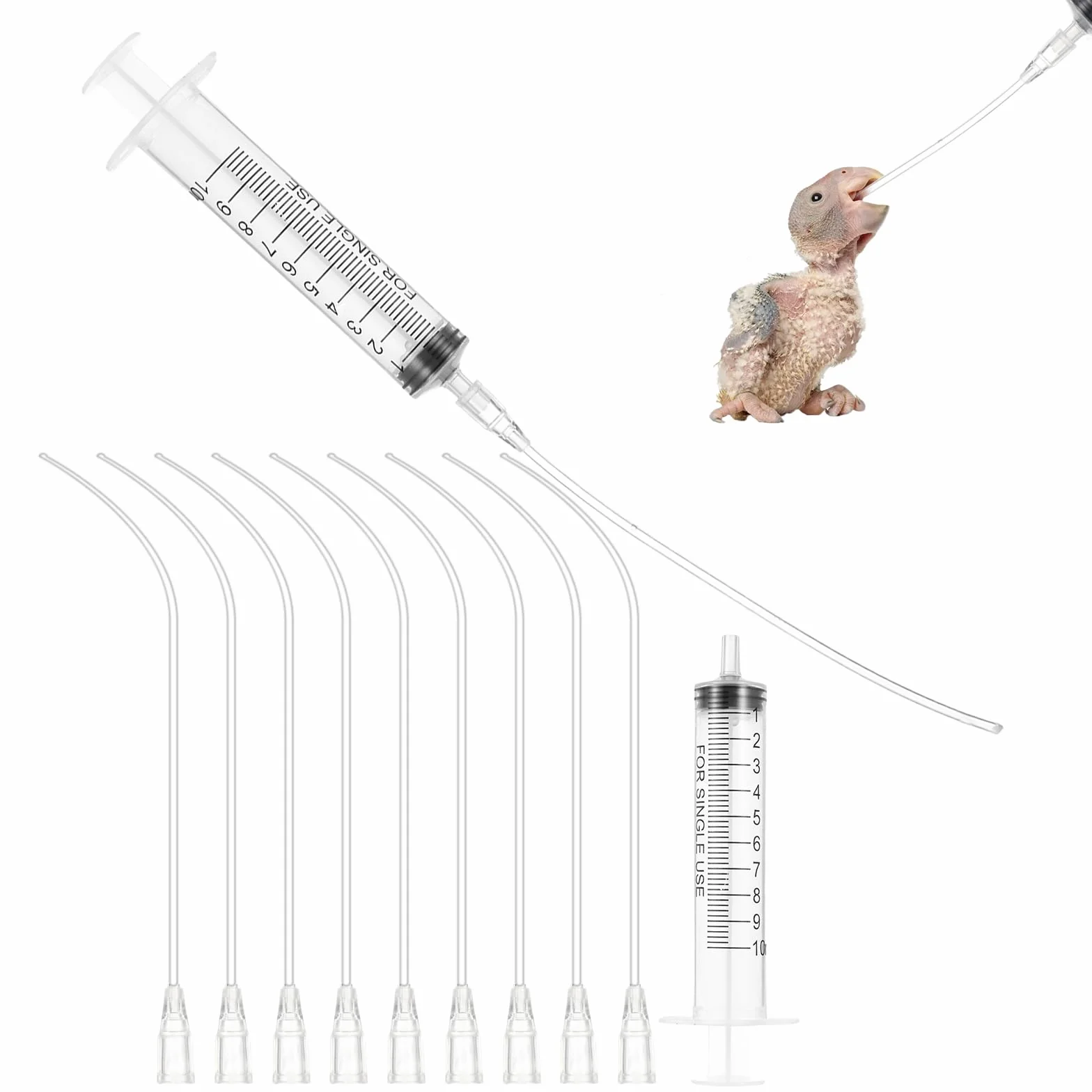 Lot de 10 tuyaux seringues 10 ml accessoires alimentation pour oiseaux pigeons outil manuel