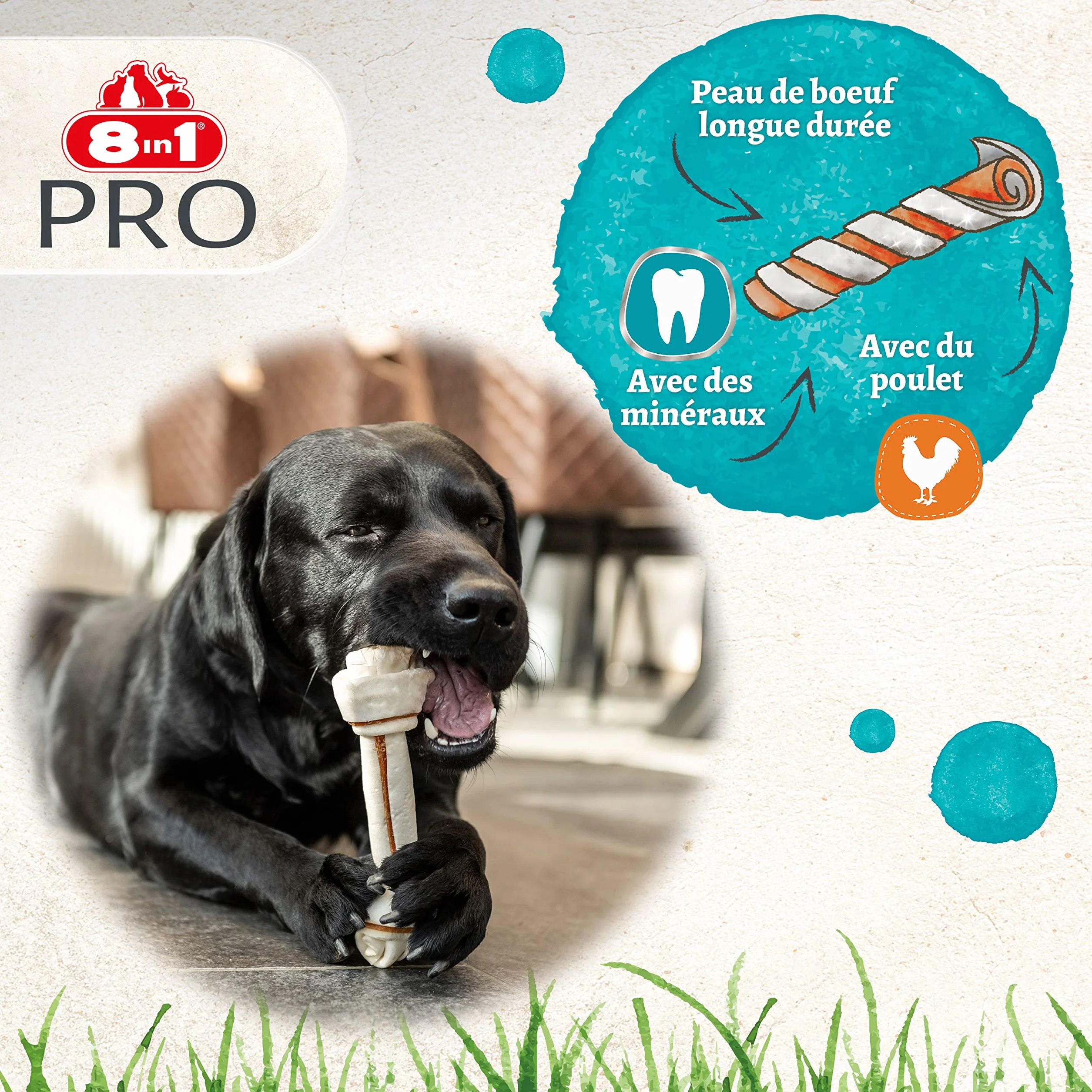 8in1 Delights Bâtonnets dentelés torsadés pour chien 35 pièces