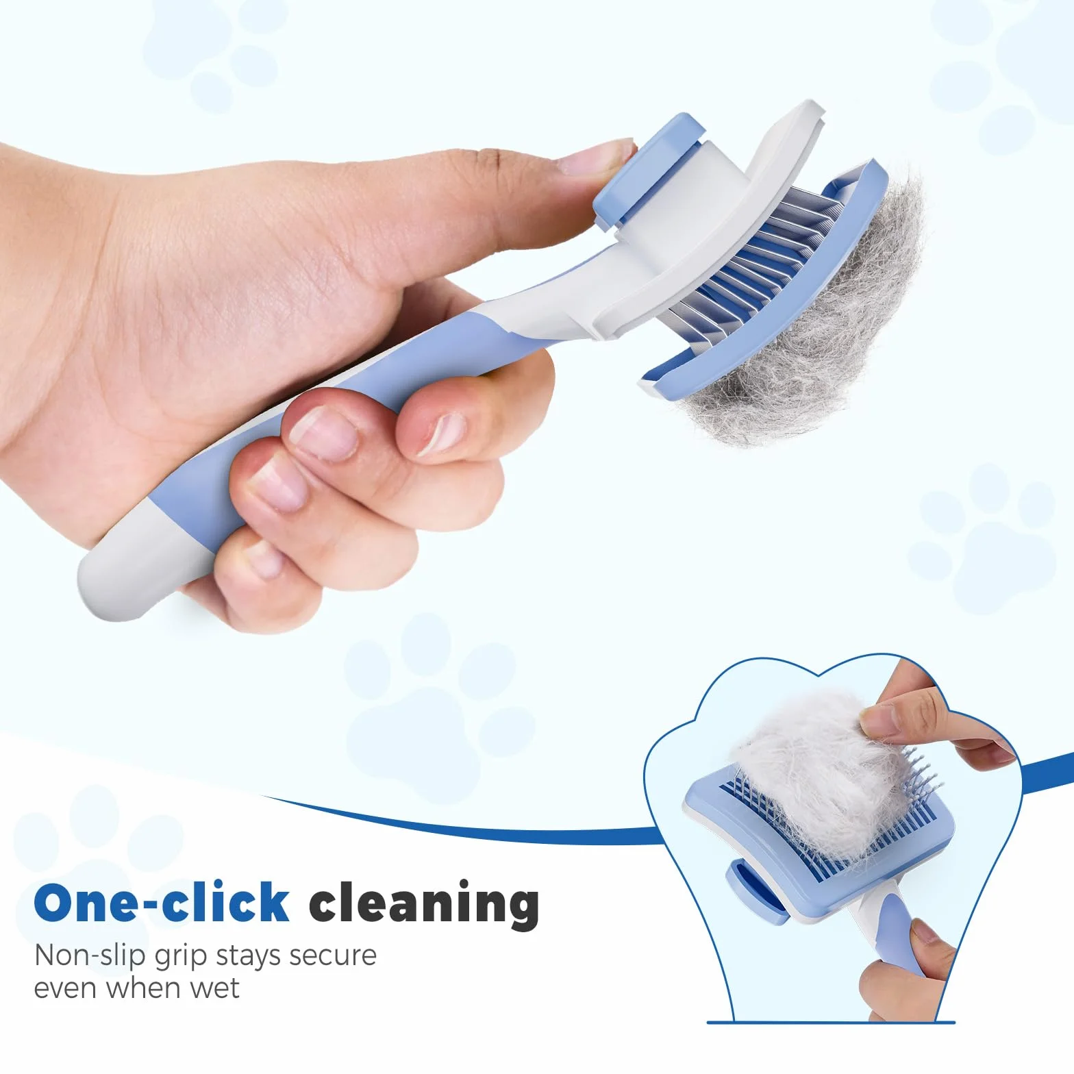 Diboniur Brosse Autonettoyante pour Chat et Chien, Poils Longs et Courts, Outil Animaux, Élimine Sous-poil et Nœuds (Bleu)