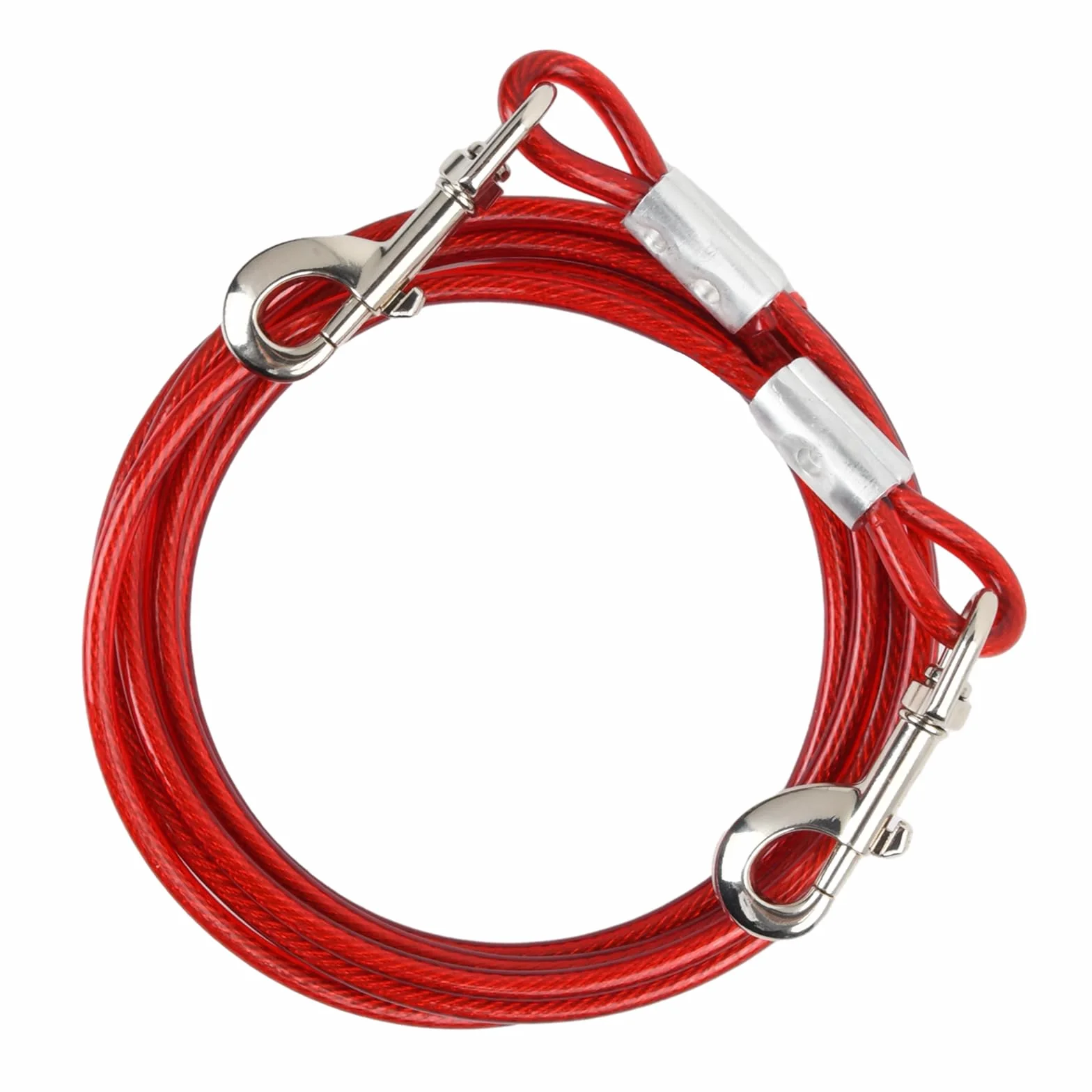 Laisse pour Chien Anti-Morsure 10 m 6 mm Jusqu'à 250 kg Chaîne Sécurité avec Crochet Pivotant Rouge