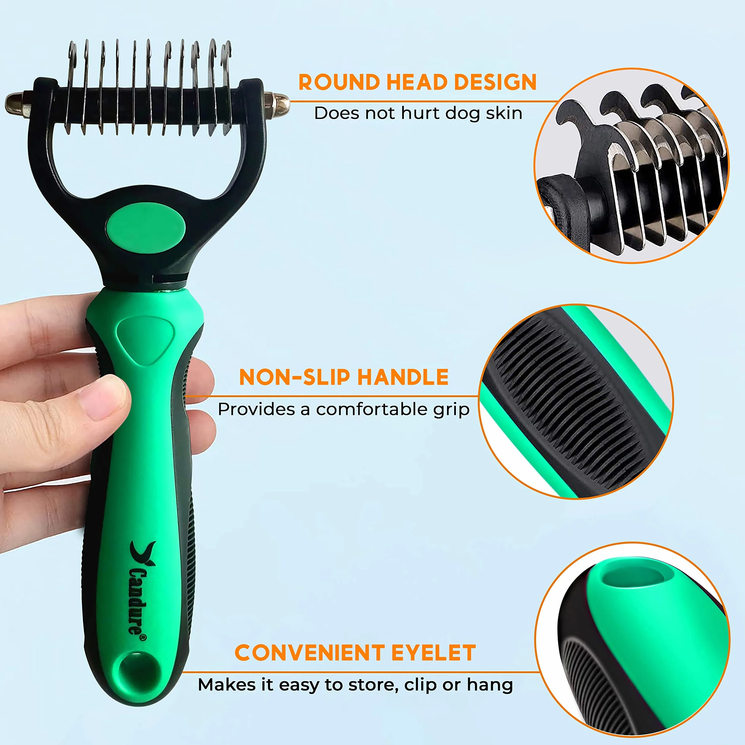 Candure Brosse Chien et Chat Professionnel Double Face 11+6 Dents Élimine Nœuds Tapis Cheveux Emmêlé