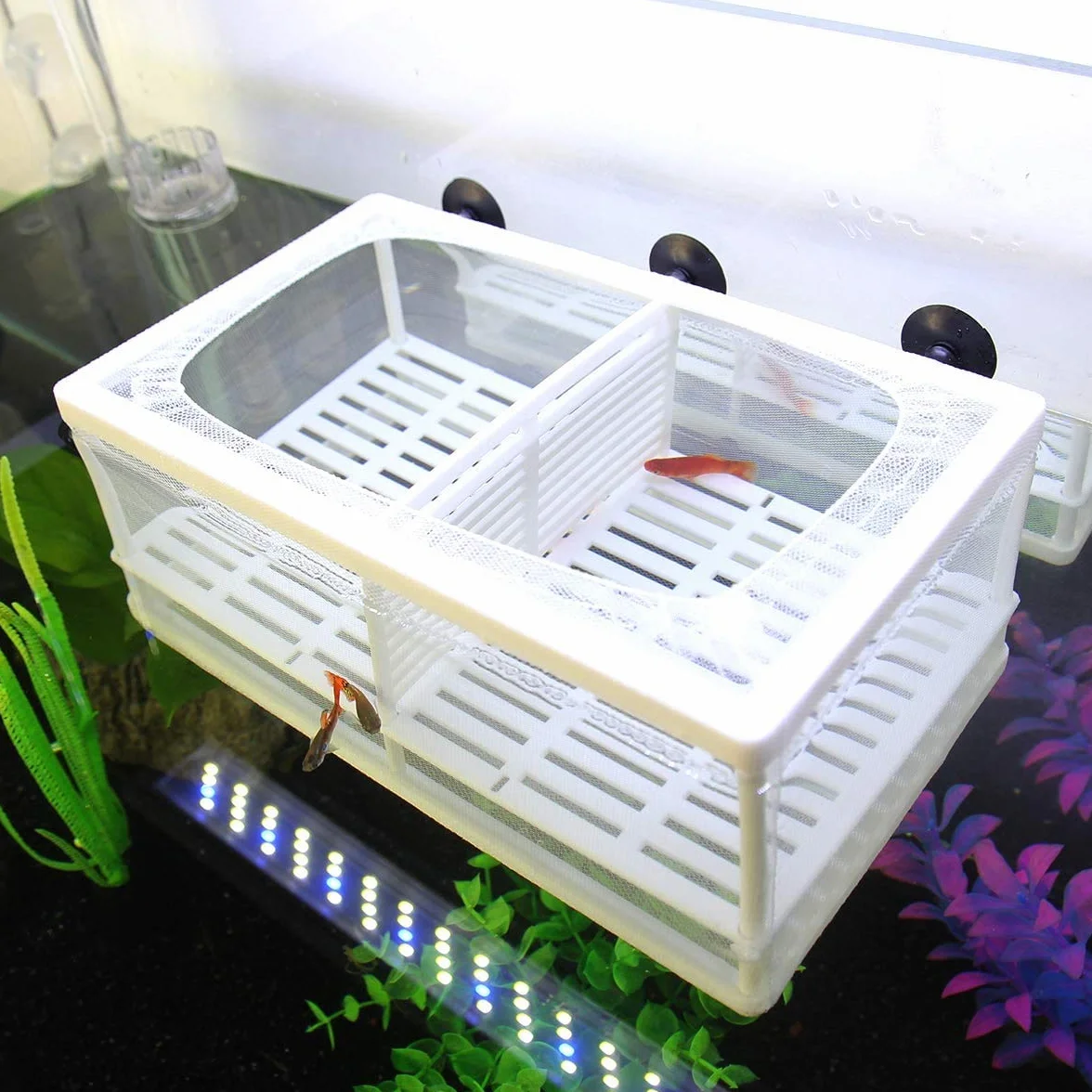 SENZEAL Poissons d'aquarium Filet de Sélection Isolation Couveuse Incubateur Maille pour Fish Tank Bébé Poisson avec Pipette - Grand