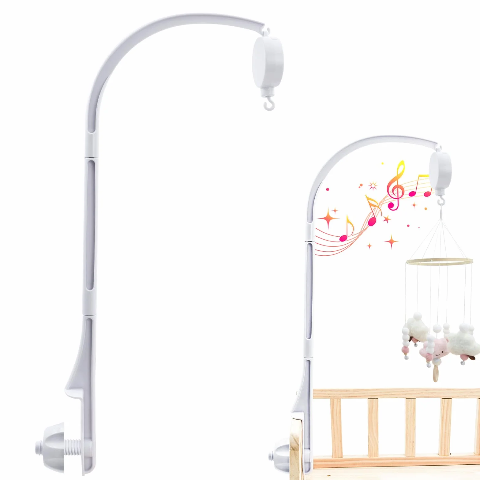 Support Mobile Bebe, Bras Mobile Bebe, Potence de Bras pour Berceau, Réglable, Jouet Nouveau-né 0-12 Mois