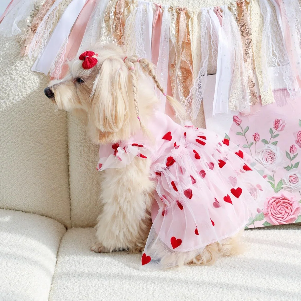 Robe Mignonne pour Chien Motif Princesse Tulle Respirante Petite et Moyenne Taille Yorkshire Chihuahua