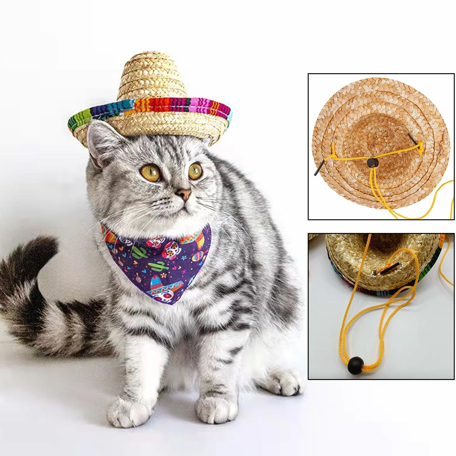 Chapeau de Paille pour Animaux de Compagnie - Beach Party Soleil Costume pour Petits Animaux/Chiot/Chat