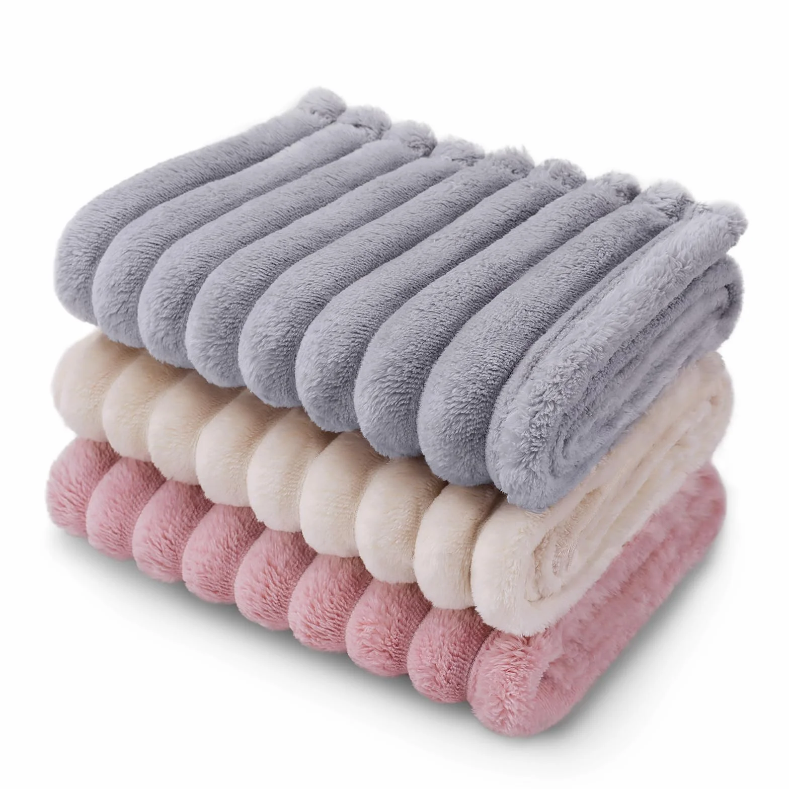 Couverture pour Chien et Chat 3 Pièces Lavable en Machine, Tapis de Protection Canapé Lit Voiture, Gris Rose Beige 45x75 cm