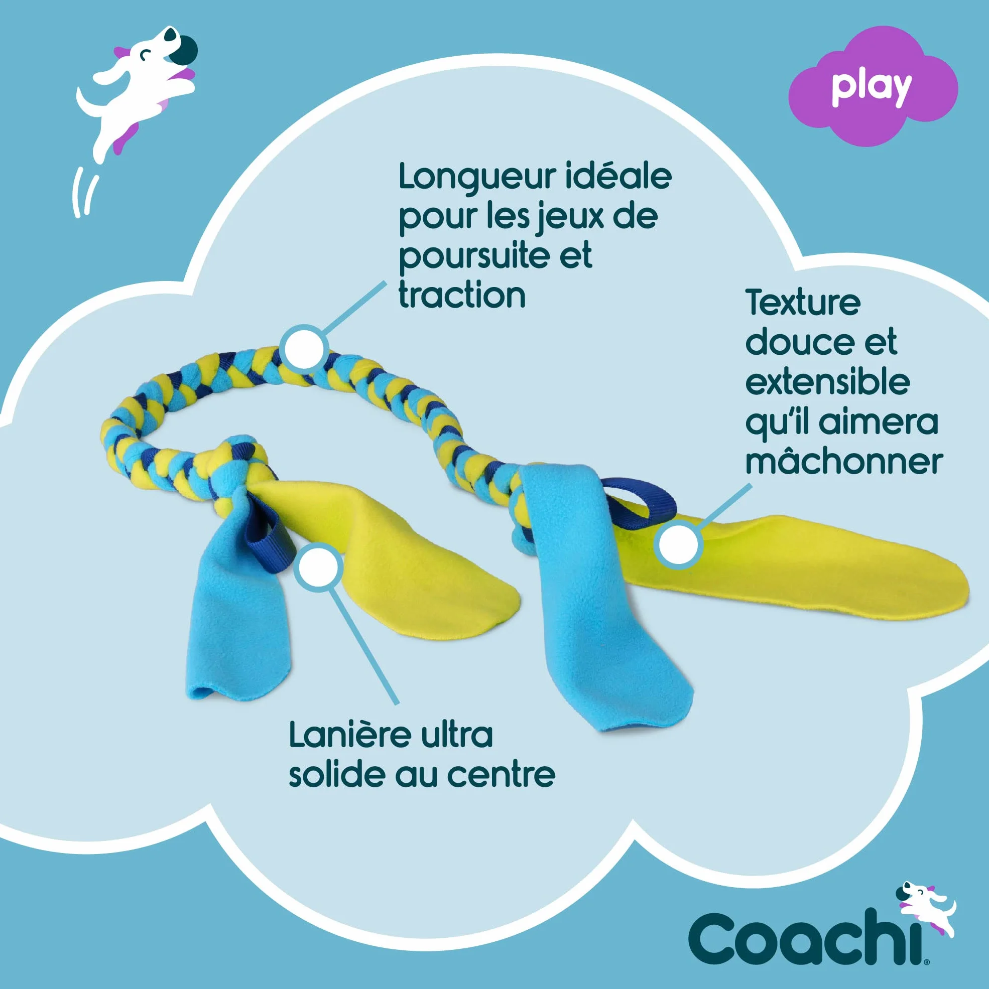 Tuggi Tug Coachi pour chien, solide et doux, dressage amusant, idéal pour rappel, arrêt morsures, pour tous chiens