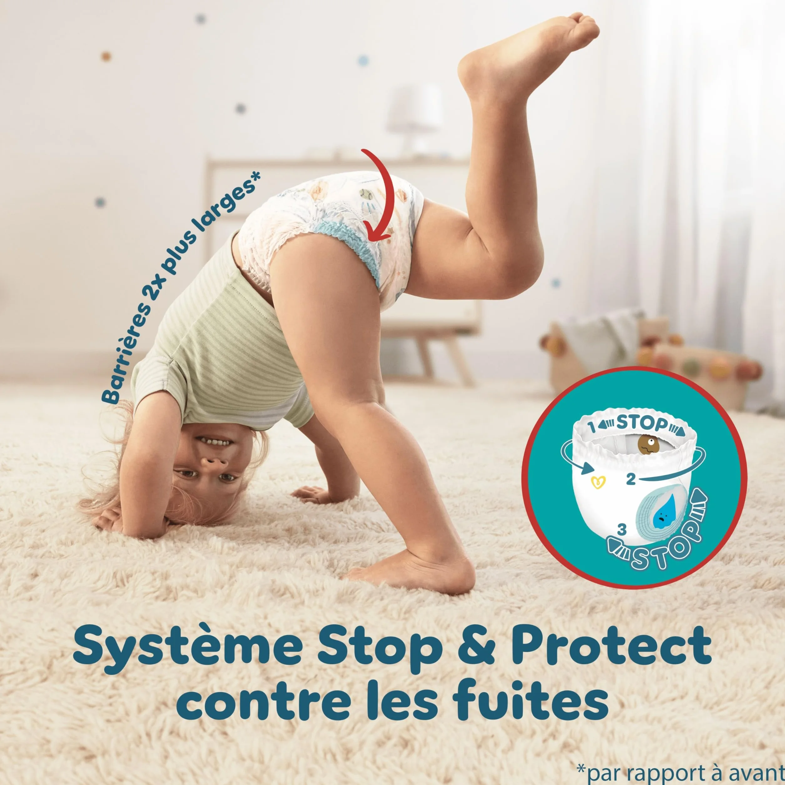 Pampers Baby-Dry Pants Taille 5 160 Couches-Culottes 12-17kg Maintien 360° Stop & Protect Nuit Sans Fuites Pack 1 Mois