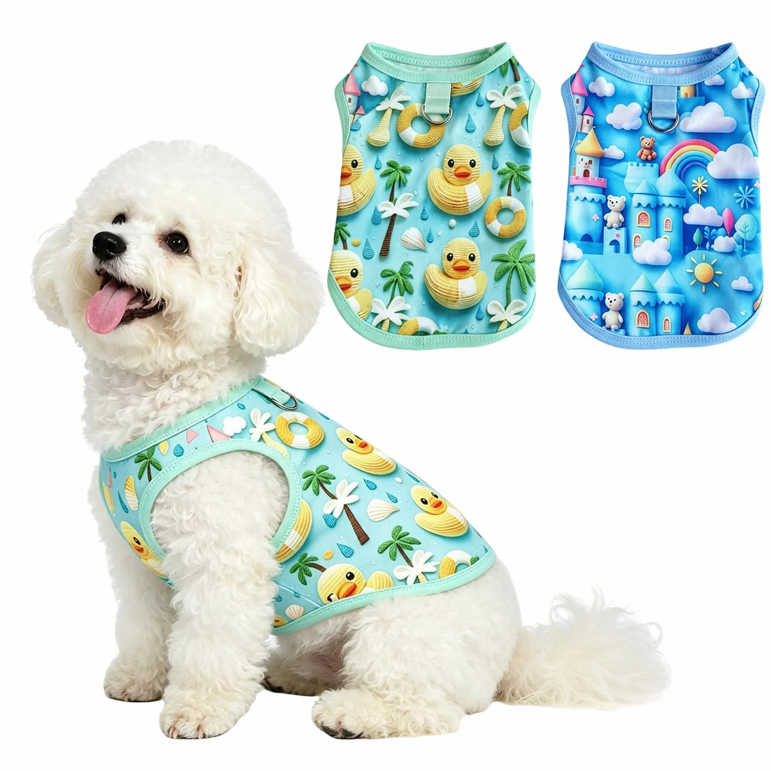 T-Shirt Vetement Chien Été Le Canard Bleu Ourson Respirant Protection UV Petits Moyens Chiens L