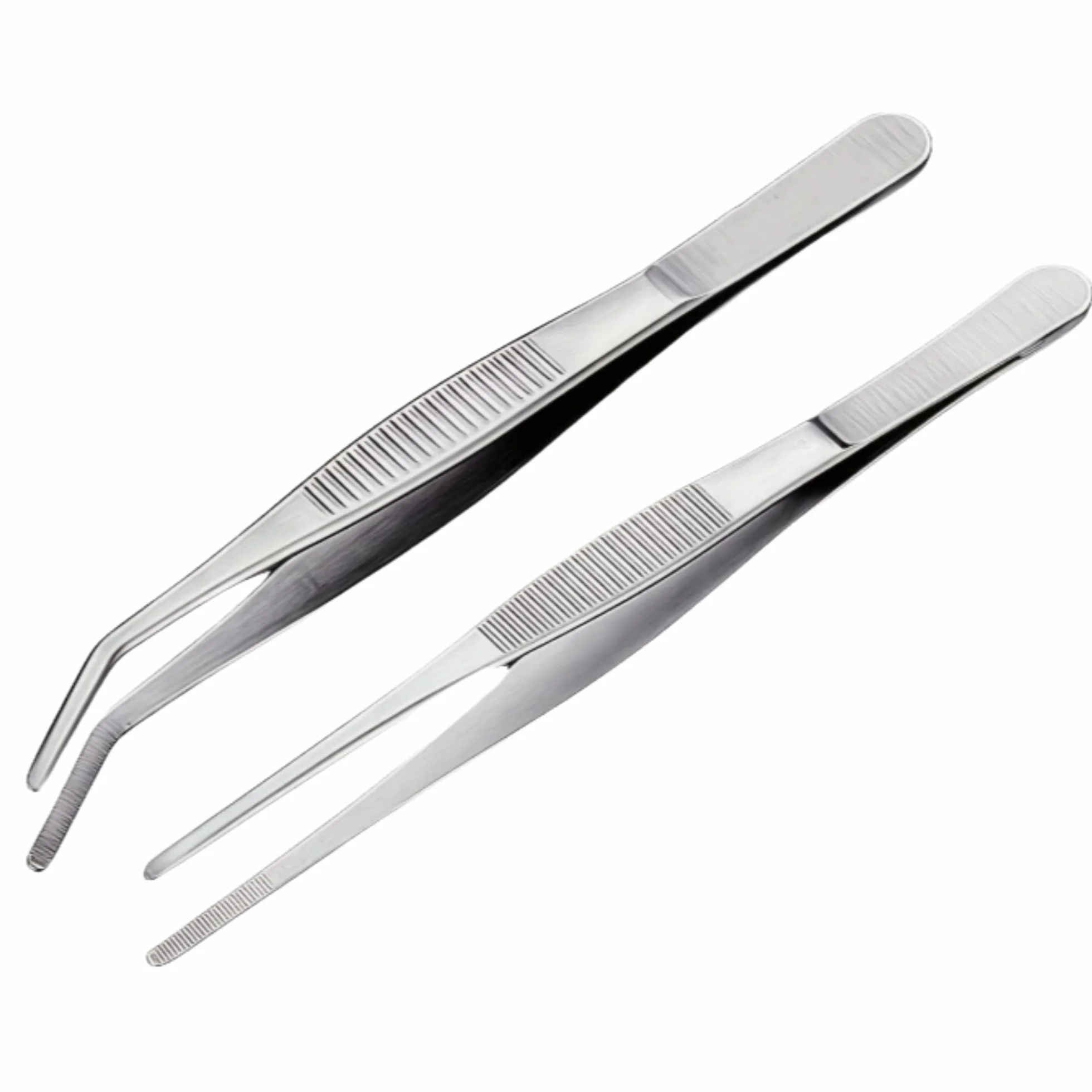 Lot de 2 Pinces pour Aquarium en Acier Inoxydable 18 cm - Courbée et Droite