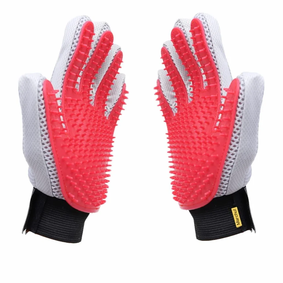 Marchul Lot de 2 Gants de Toilettage pour Animaux - Brosse Épilation Massage Poils Longs/Courts Chat Chien Lapin