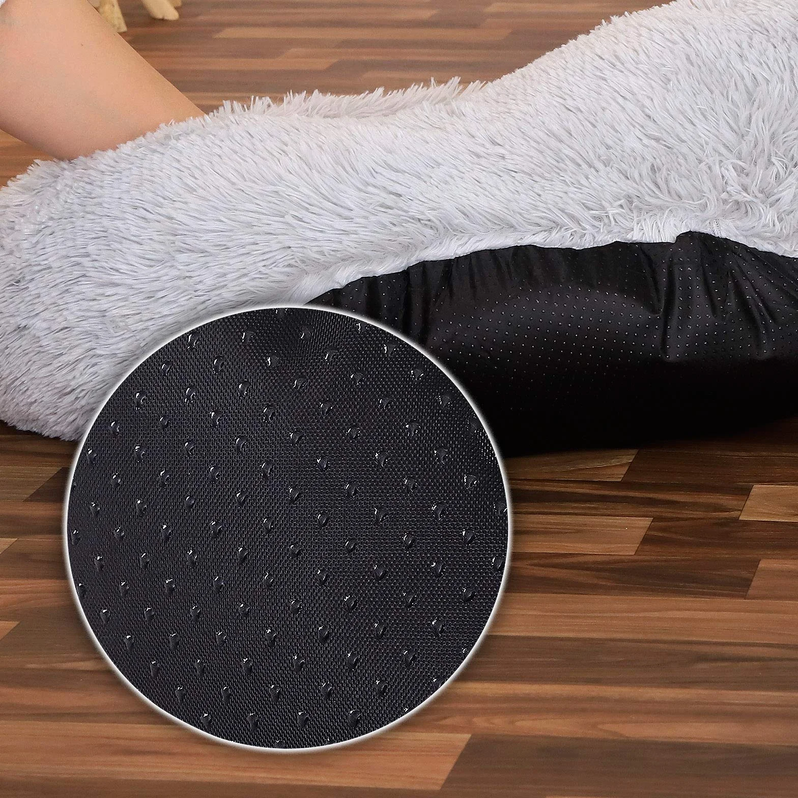 Lit Donut pour Chiens et Chats Ø40 cm, Coussin Rond Moelleux avec Rembourrage Extra épais, Gris Clair