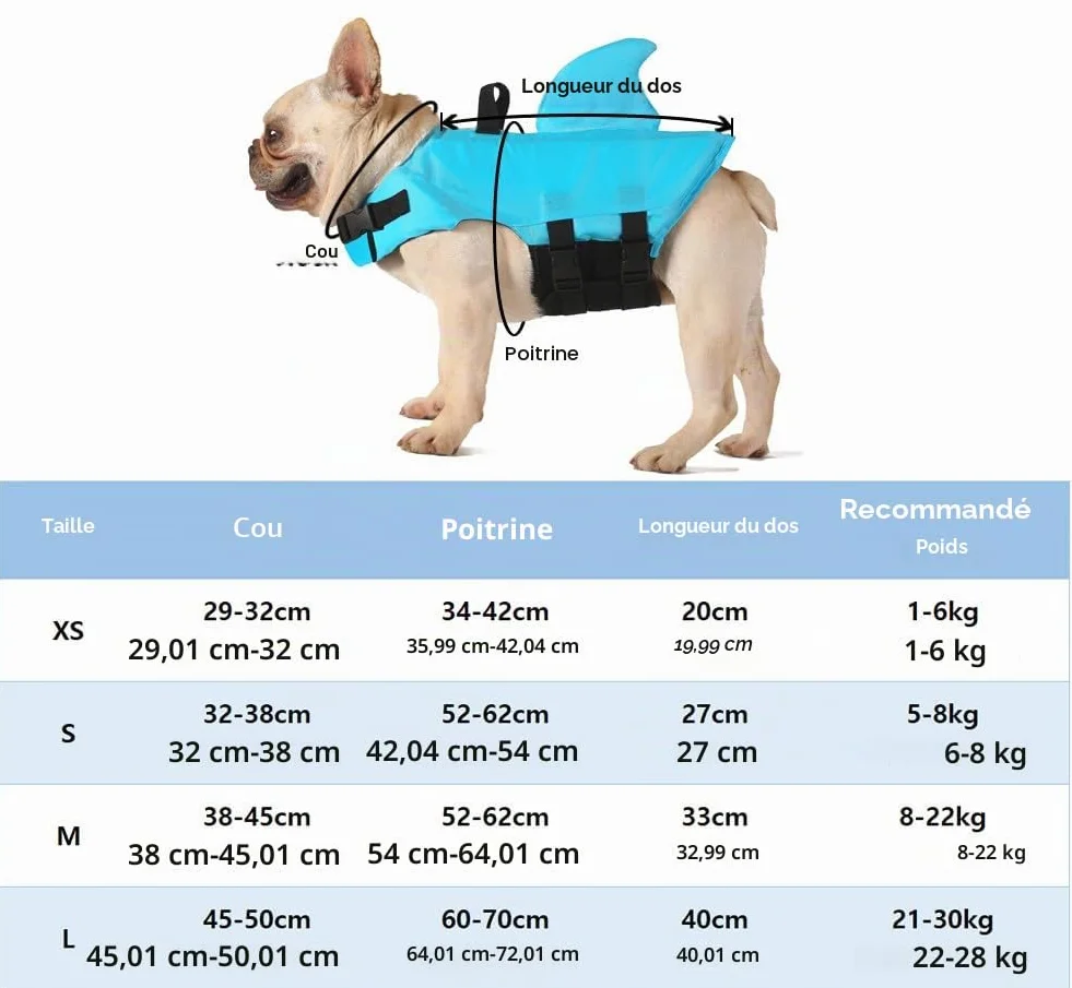 Gilet de Sauvetage pour Chien Bouée de Natation Chiot Sécurité Piscine XS Bleu
