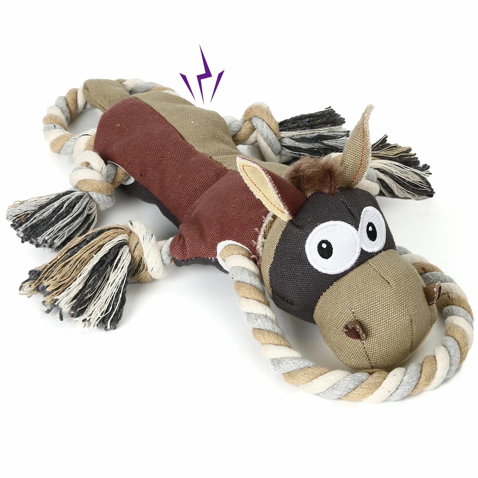 Jouet pour Chien Indestructible Mâcher Peluche Interactive Résistante avec Corde (Brun)