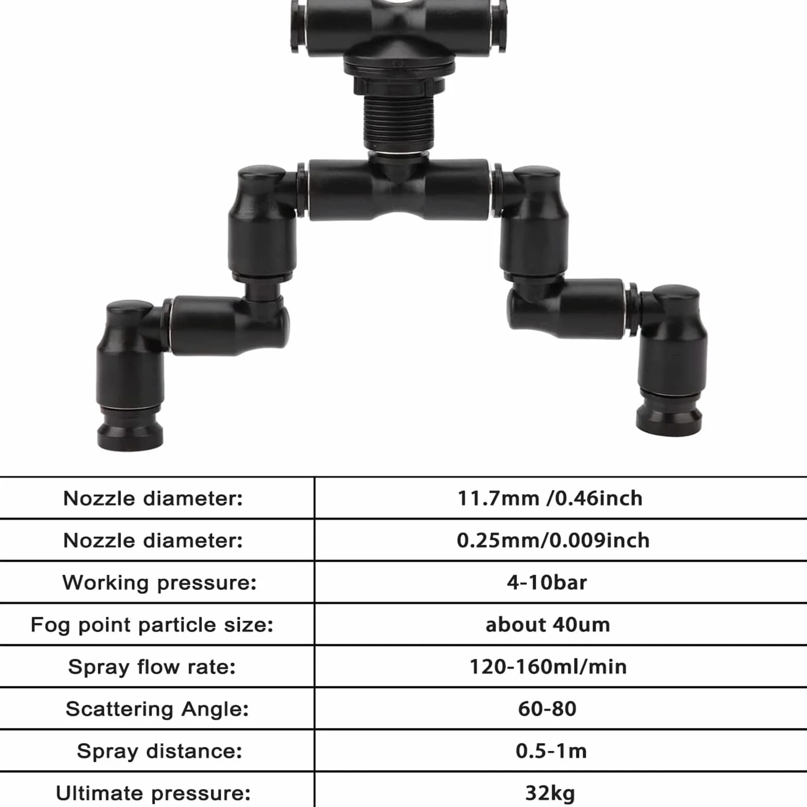 Zerodis Reptiles Buse de Terrarium, Fogger Mist Sprinkler 360° réglable Double tête pour Système d'Aquarium Connect 1/4'' Tub