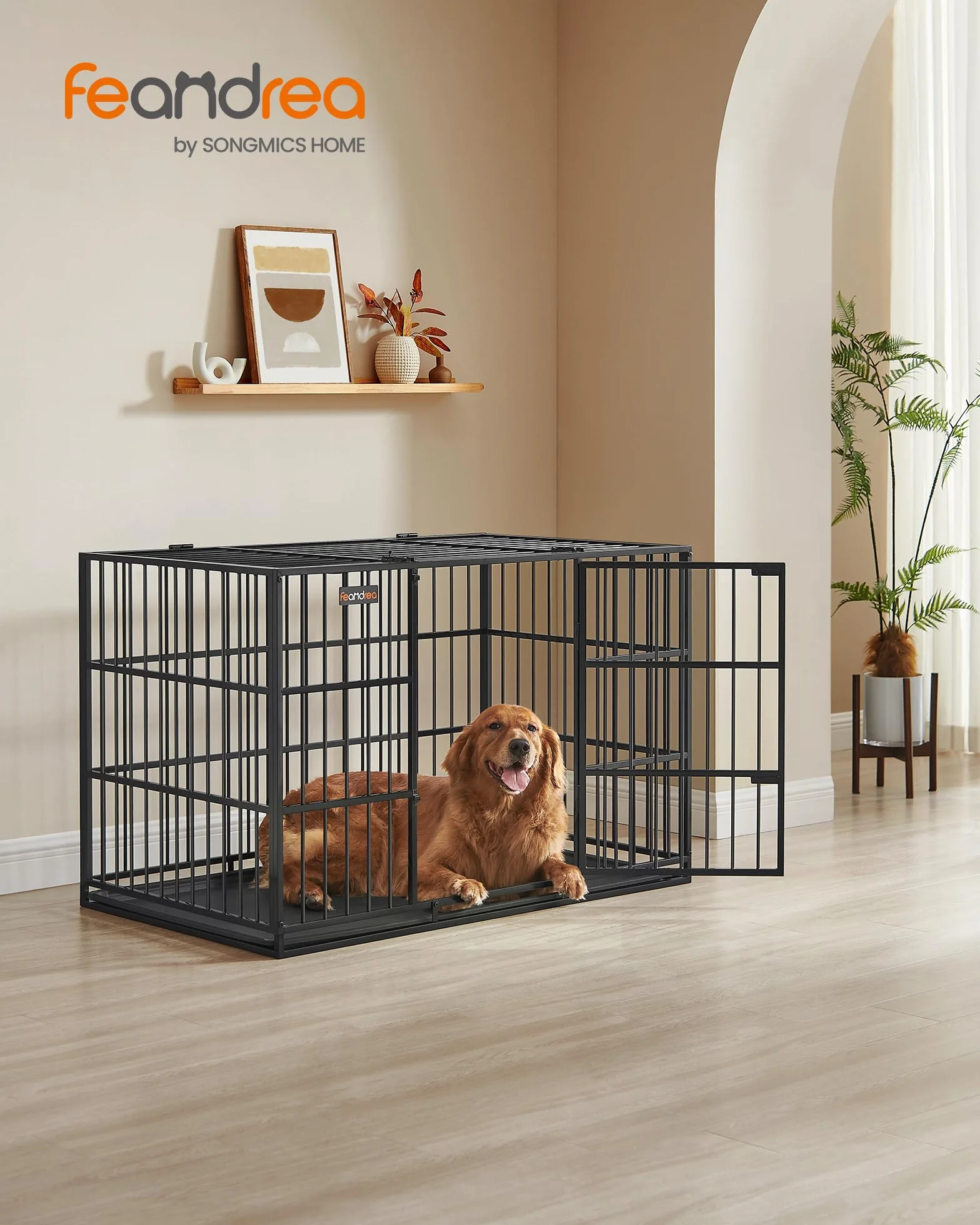 Feandrea Cage pour Chien Ultra-résistante 122 x 75 x 80 cm Noir d'encre PPD006B01