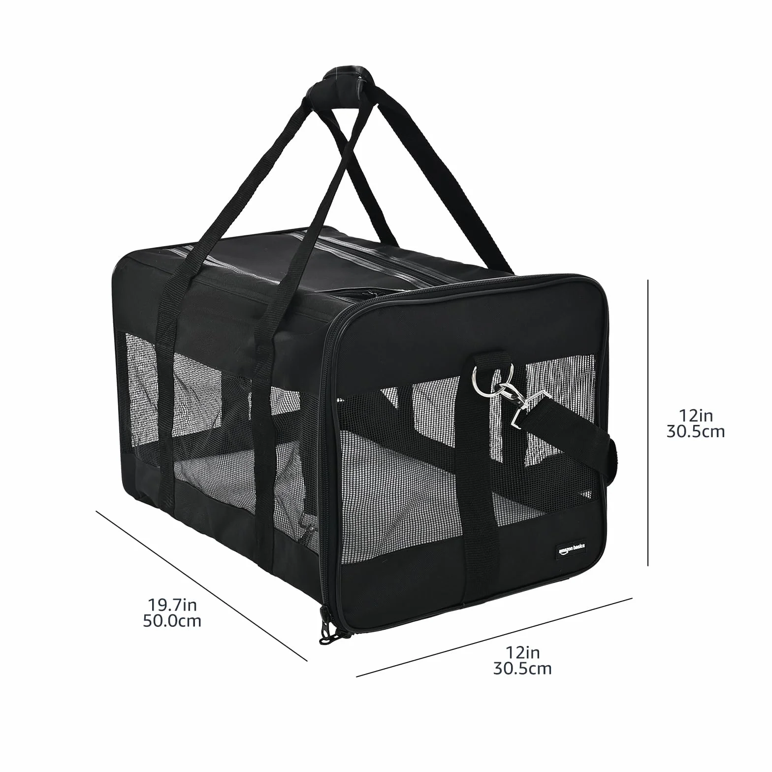 Amazon Basics Sac de transport à parois souples pour Chat, chien, Large, L 50 x W 30.4 x H 30.4 cm, Noir