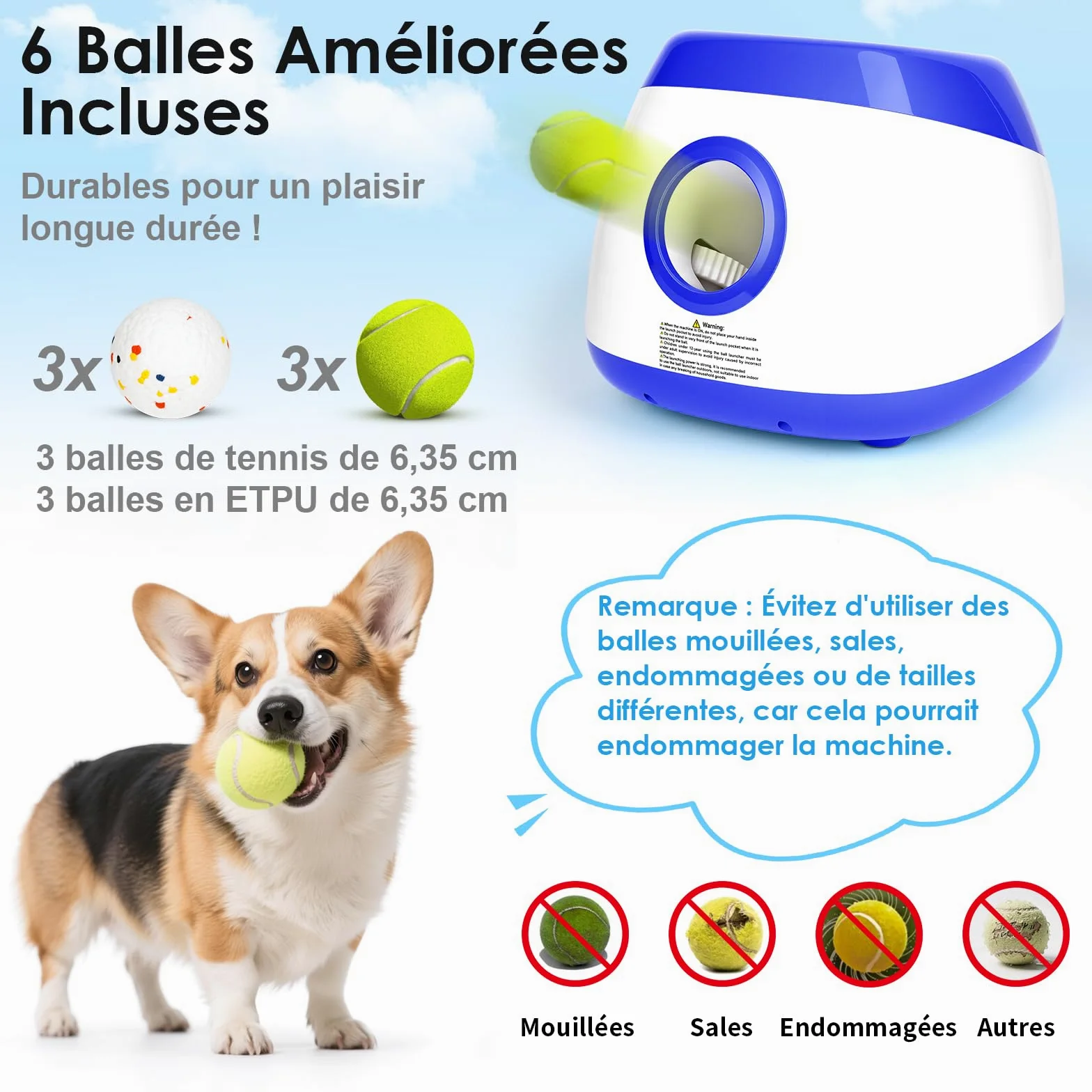 Lanceur de Balle pour Chien Automatique Jeu Intelligence Chien Balles de Tennis pour Chiens de Grand et Moyenne Taille