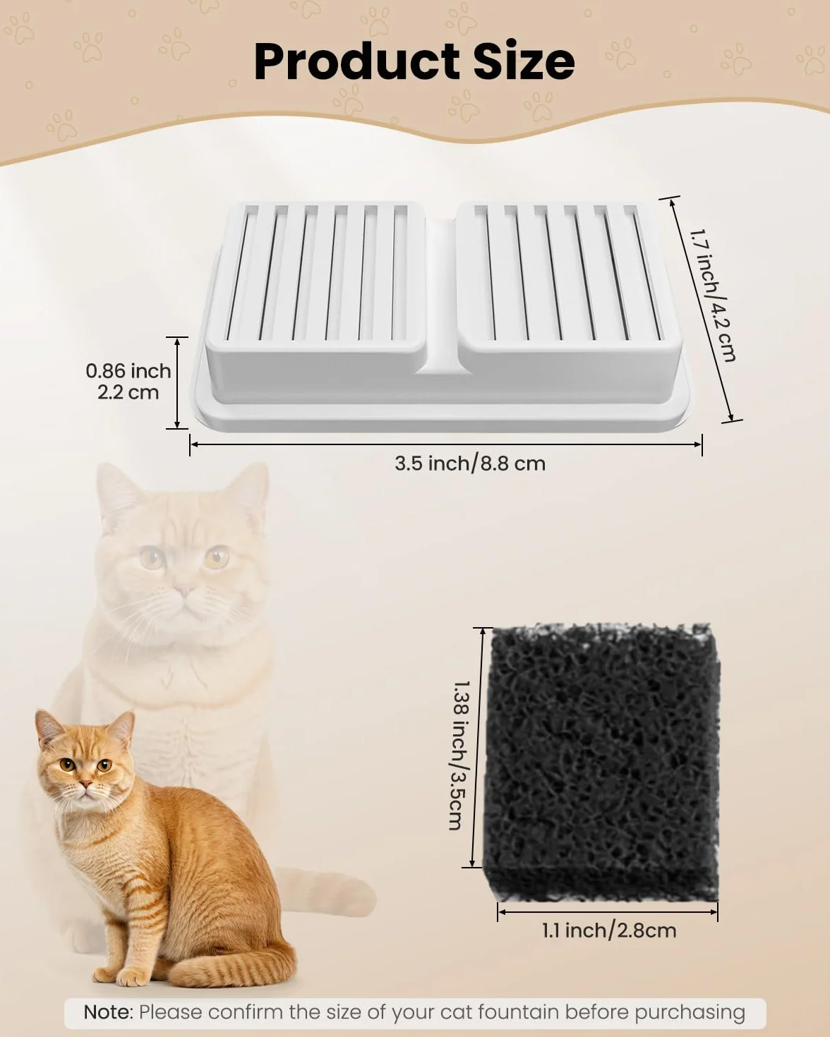 Filtres à Charbon Actif et Mousse pour Fontaine à Eau Chat 2,2L