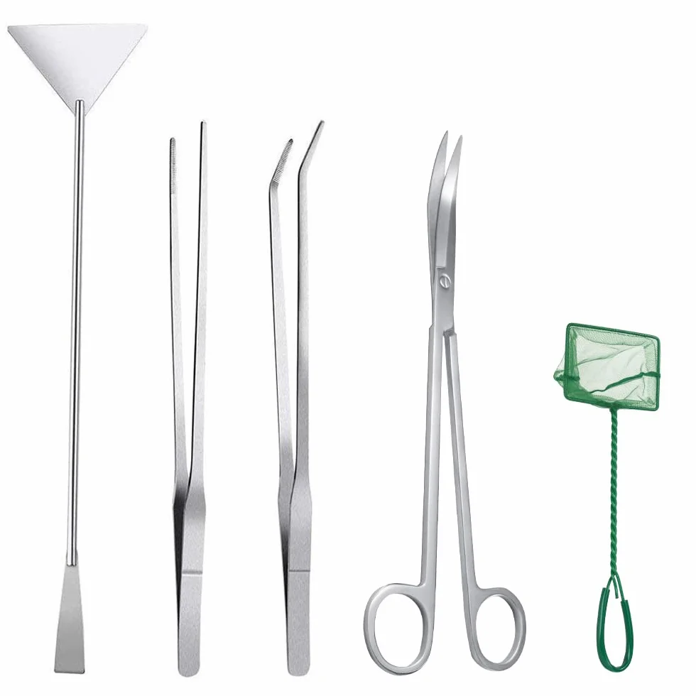 SlowTon Aquarium Tool Set 5-en-1 Pince en Acier Inoxydable