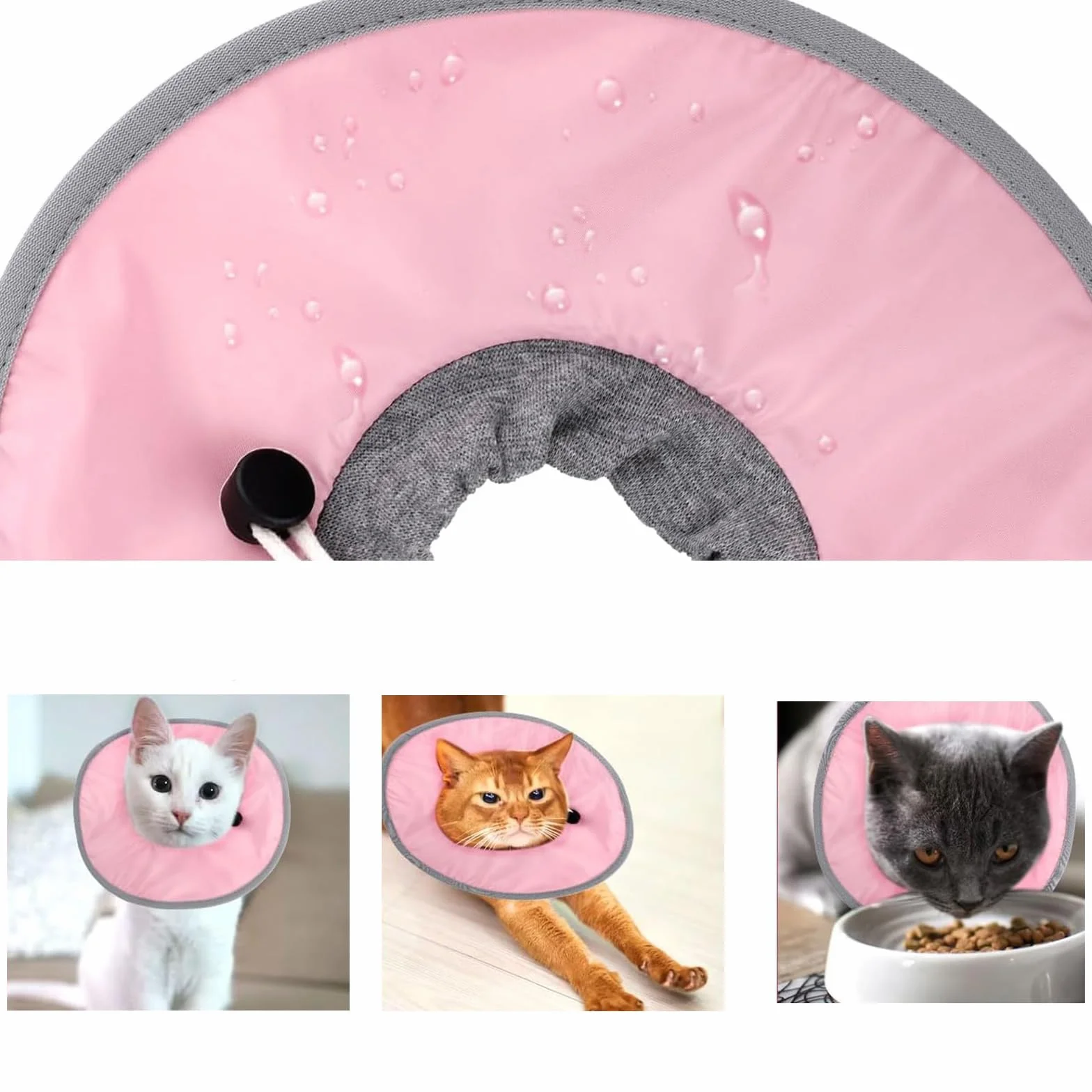 Collerette Chat Anti Lechage Ajustable Collier Récupération Postopératoire Anti-Morsure Rose
