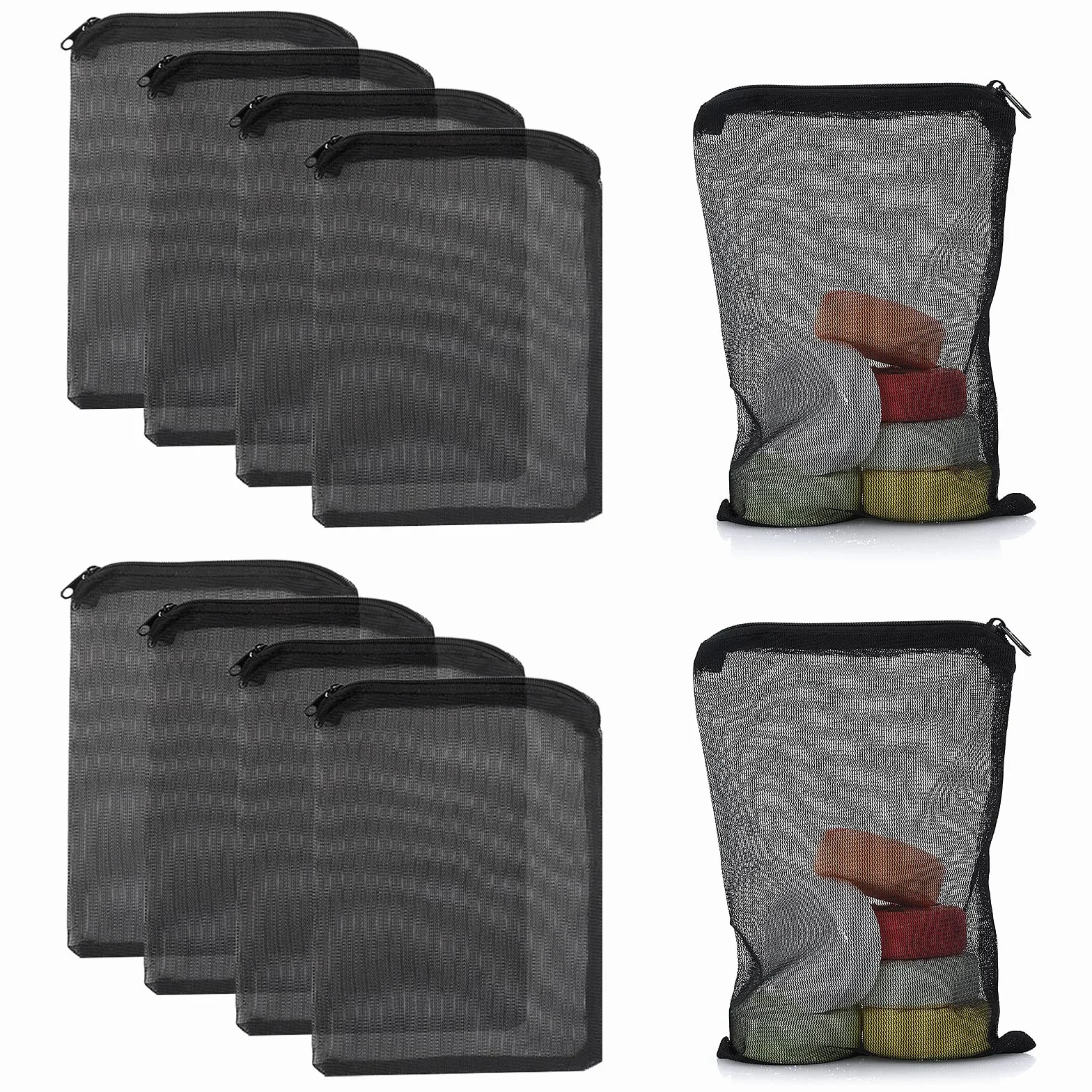 Lot de 10 sacs filtrants pour aquarium avec fermeture éclair, filet en maille à haut débit